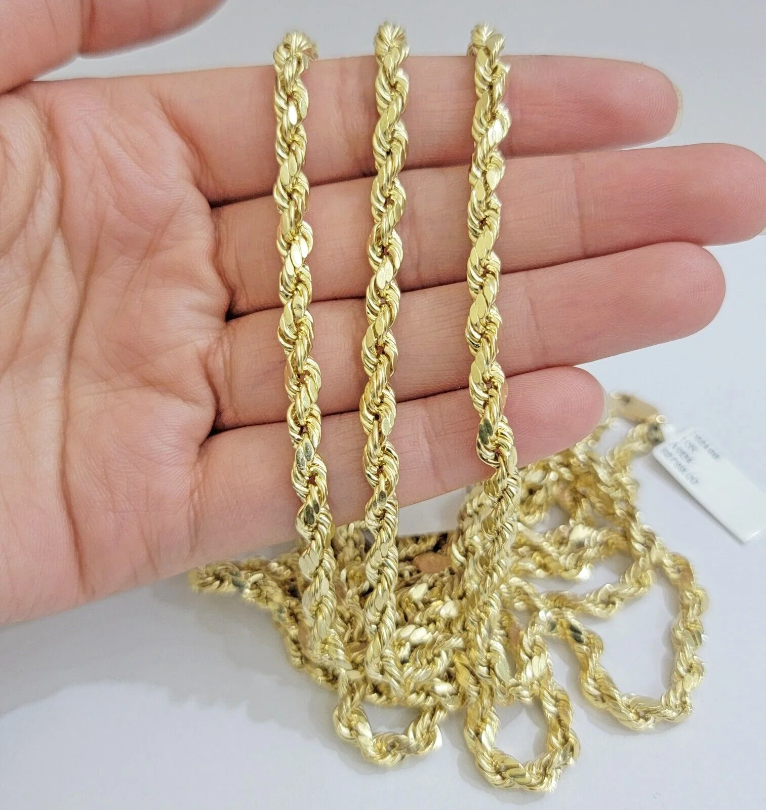 Real 10K Yellow Gold Rope Chain Necklace 5mm Necklace 18" - 30 Inch 10kt Mens - Image 5
