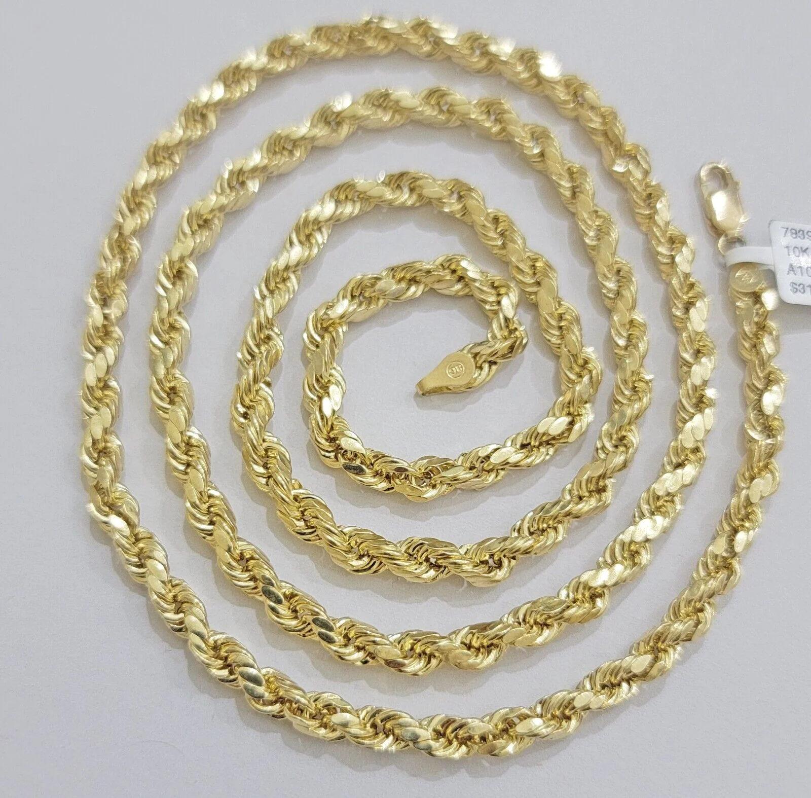 Real 10K Yellow Gold Rope Chain Necklace 5mm Necklace 18" - 30 Inch 10kt Mens - Image 6