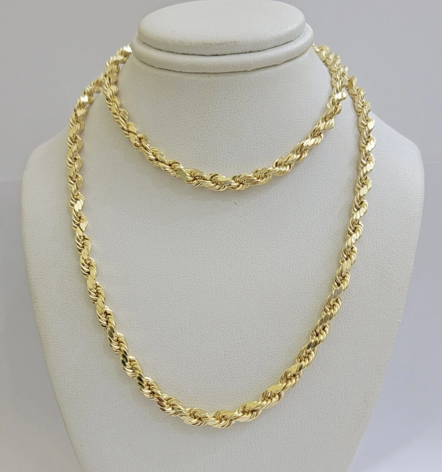 Real 10K Yellow Gold Rope Chain Necklace 5mm Necklace 18" - 30 Inch 10kt Mens - Image 7
