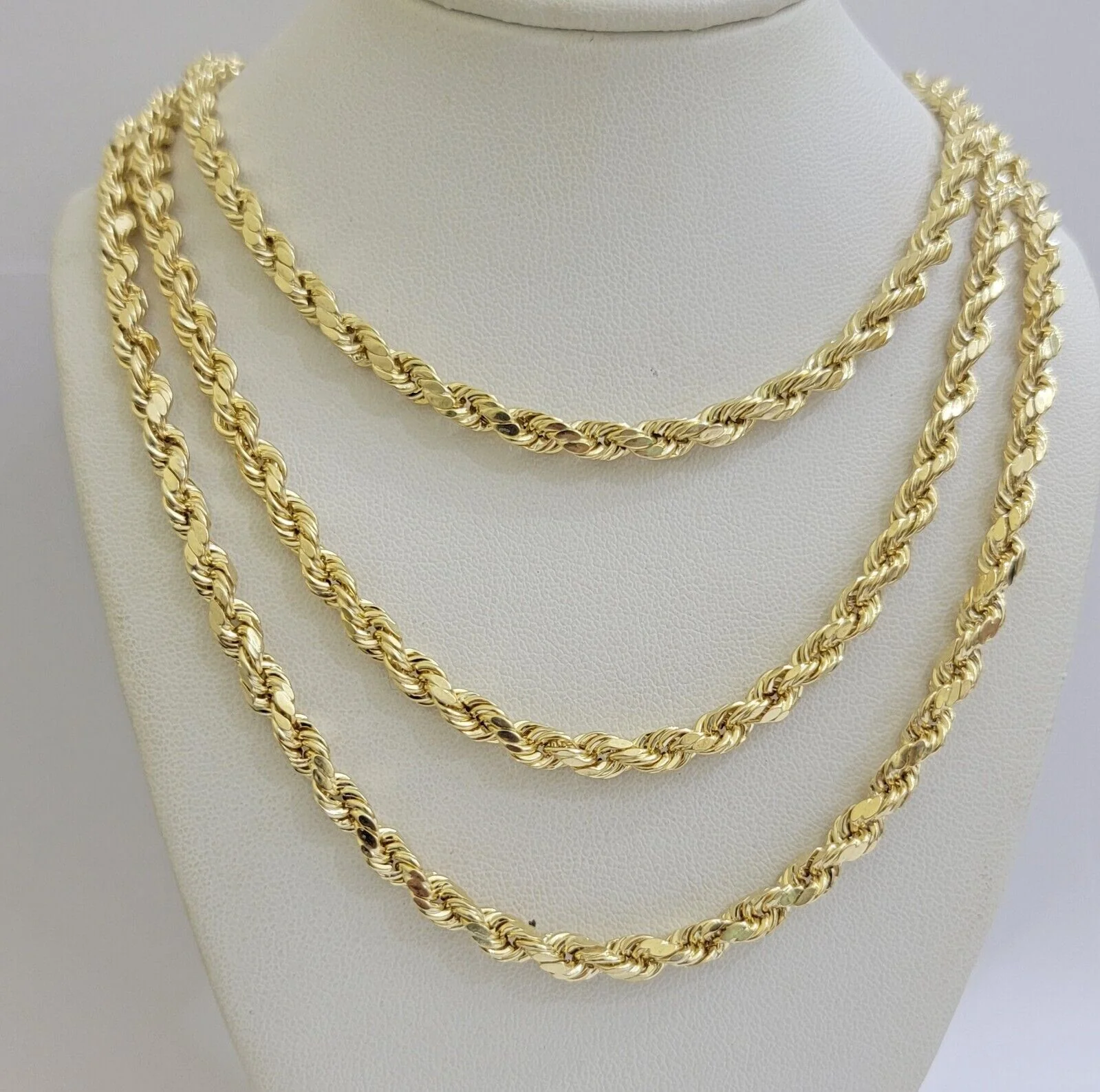 Real 10K Yellow Gold Rope Chain Necklace 5mm Necklace 18" - 30 Inch 10kt Mens - Image 8