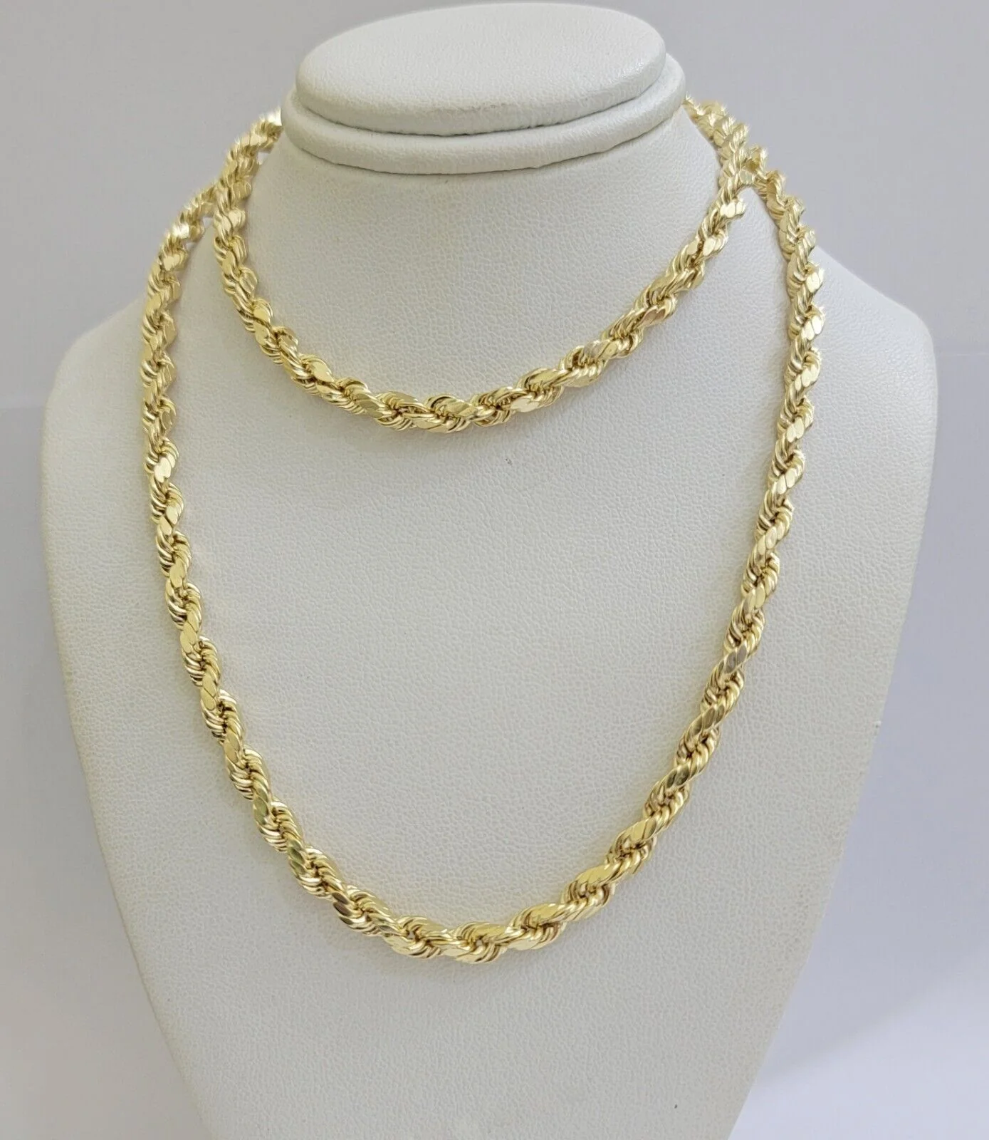Real 10K Yellow Gold Rope Chain Necklace 5mm Necklace 18" - 30 Inch 10kt Mens - Image 9