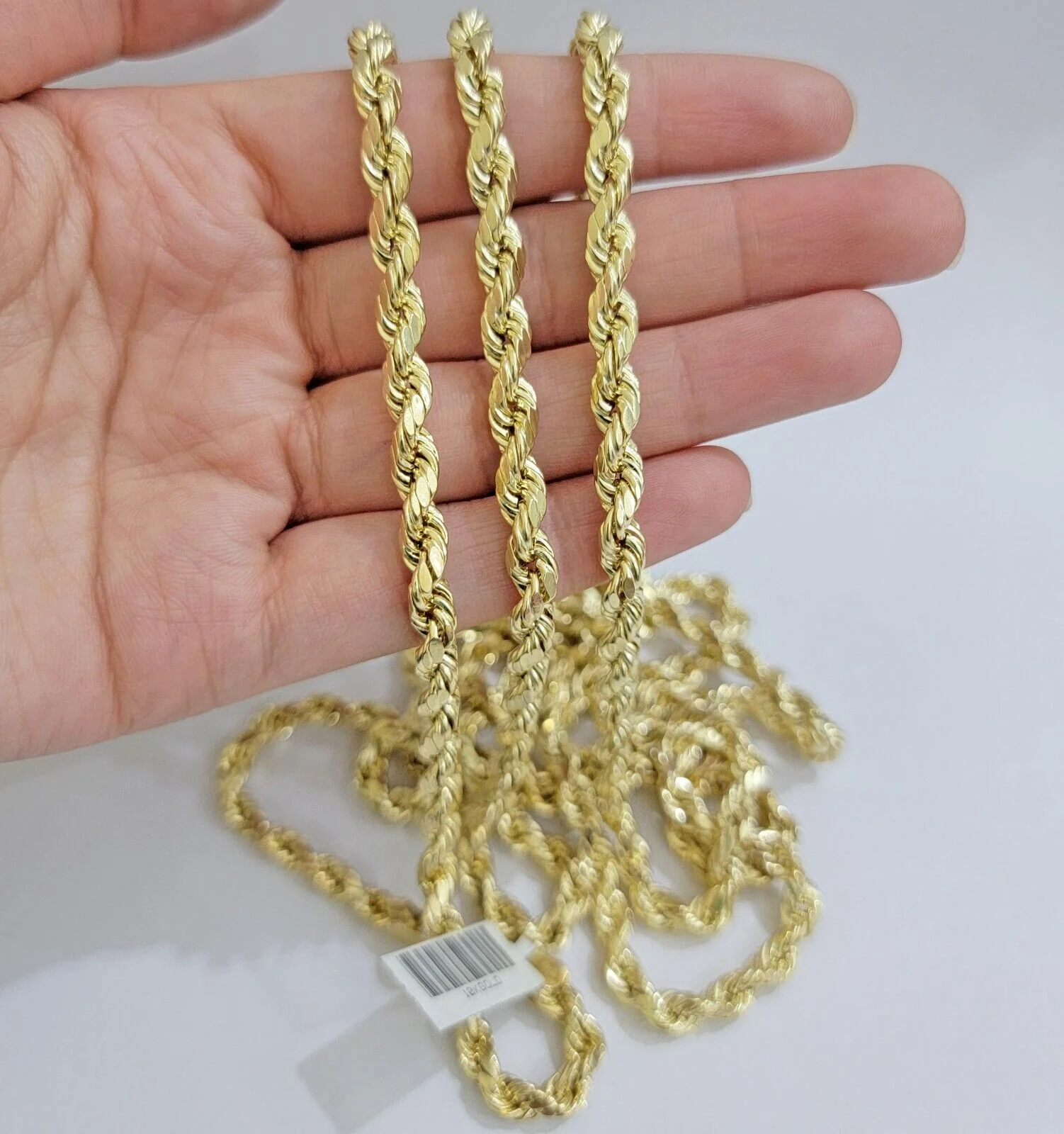 Real 10k Yellow Gold Rope Chain Necklace 6mm 18-28 Inch Diamond Cuts Men's 10kt - Image 3