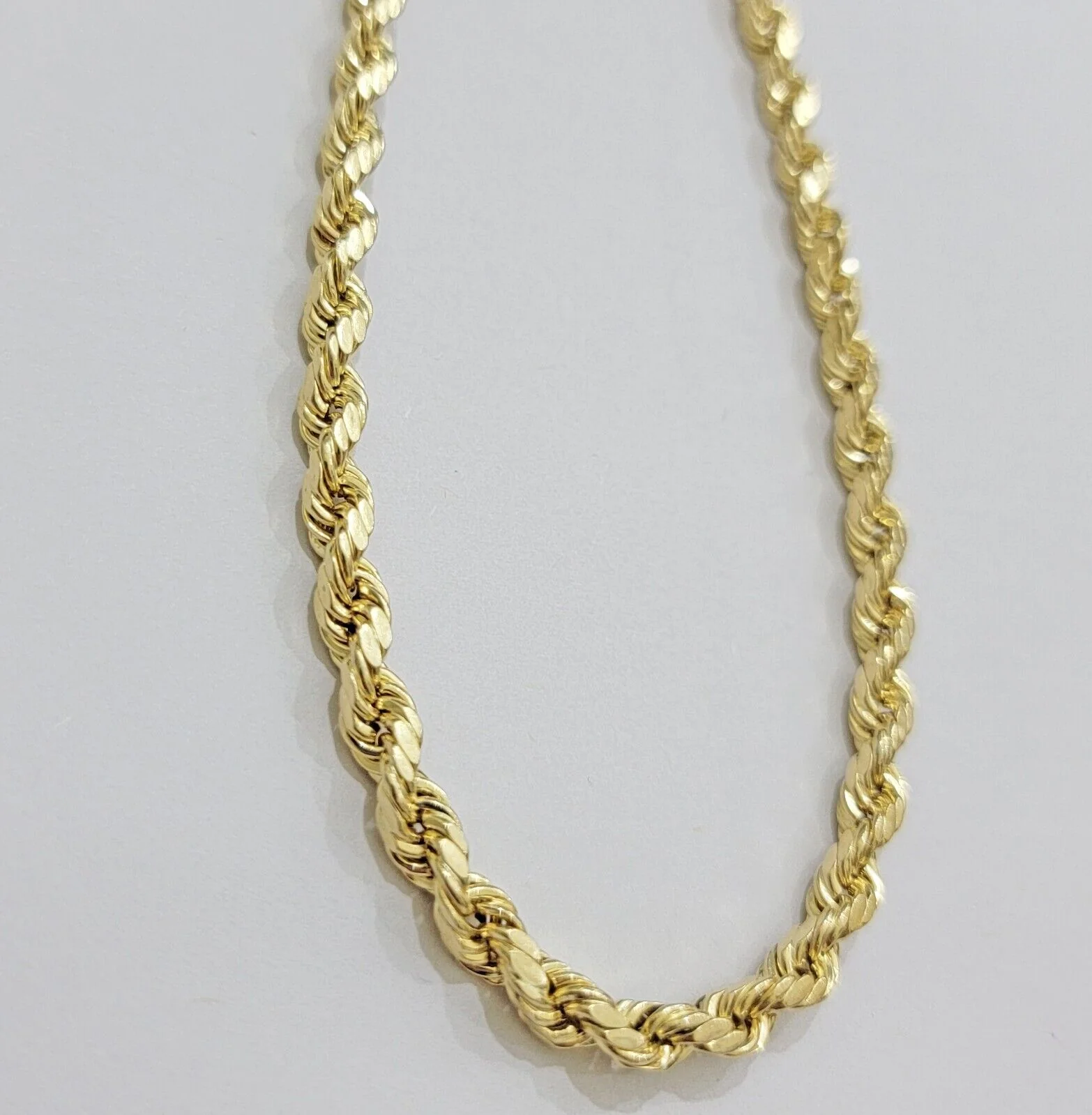 Real 10k Yellow Gold Rope Chain Necklace 6mm 18-28 Inch Diamond Cuts Men's 10kt - Image 5