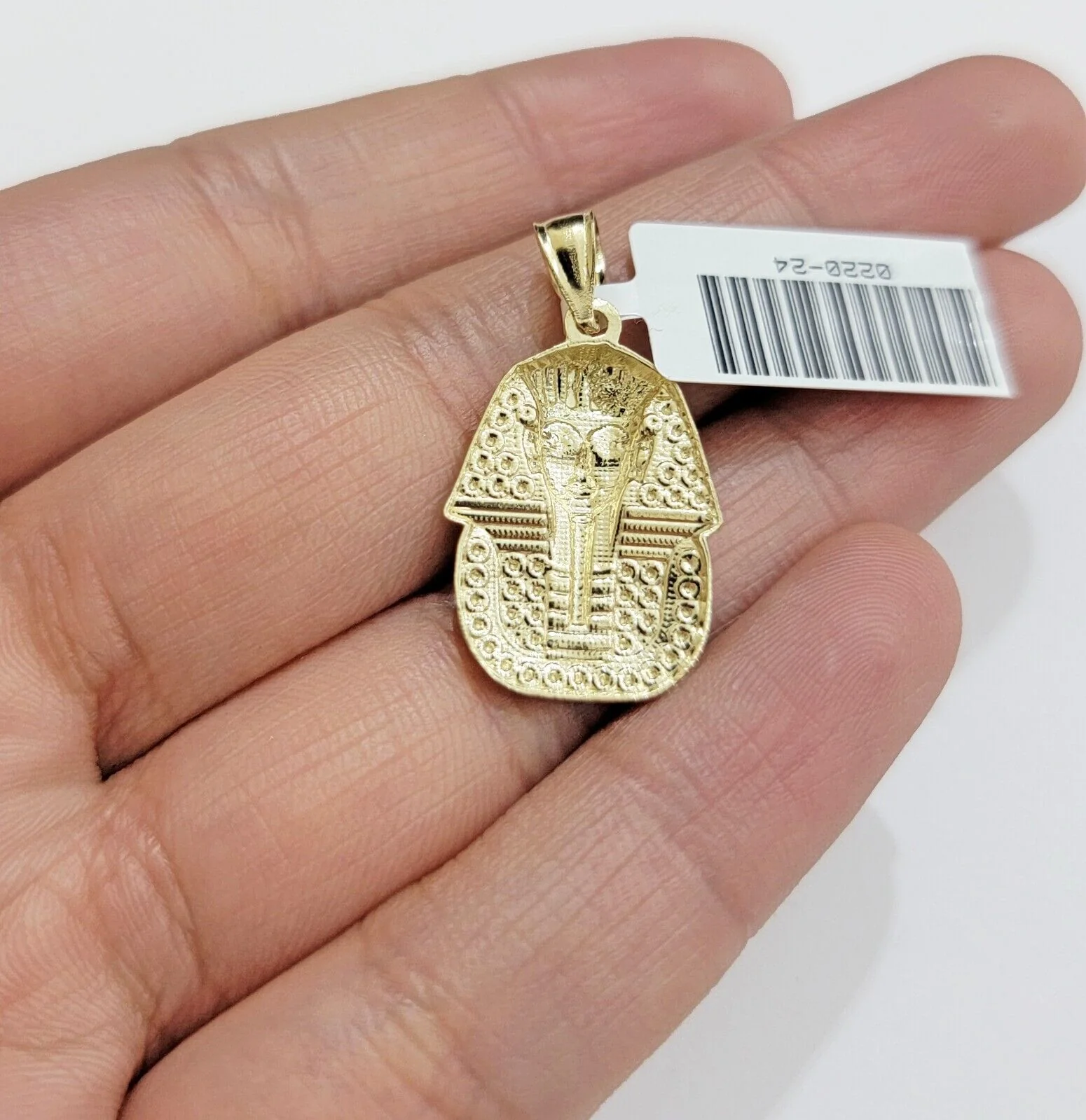 Real 10k Yellow Gold Rope Chain & Pharoah Head Pendant 2.5mm 18-26 inch Necklace - Image 2