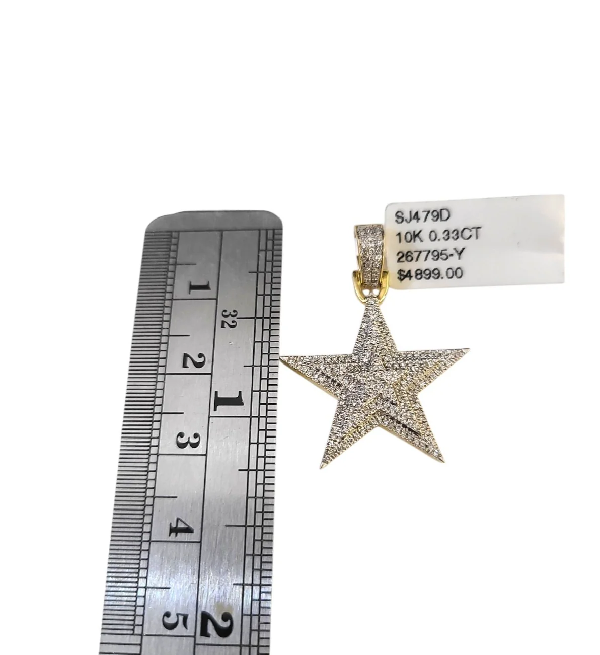 Real 10k Yellow Gold Star Diamond Charm Pendant 1.25'' inch Genuine 10kt - Image 4