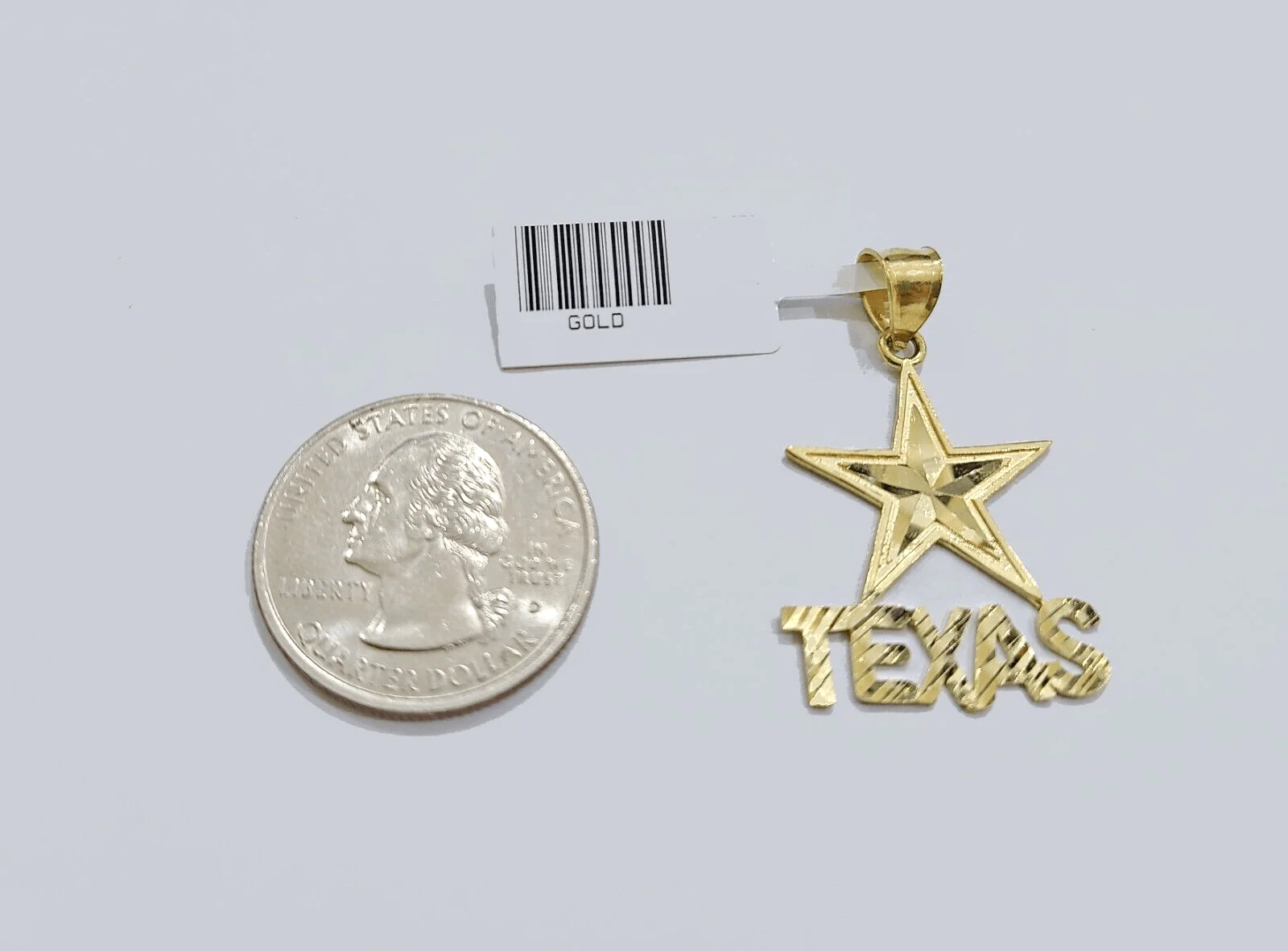 Real 10k Yellow Gold Texas Star Charm 1'' inches Pendant 10kt for Chain - Image 3