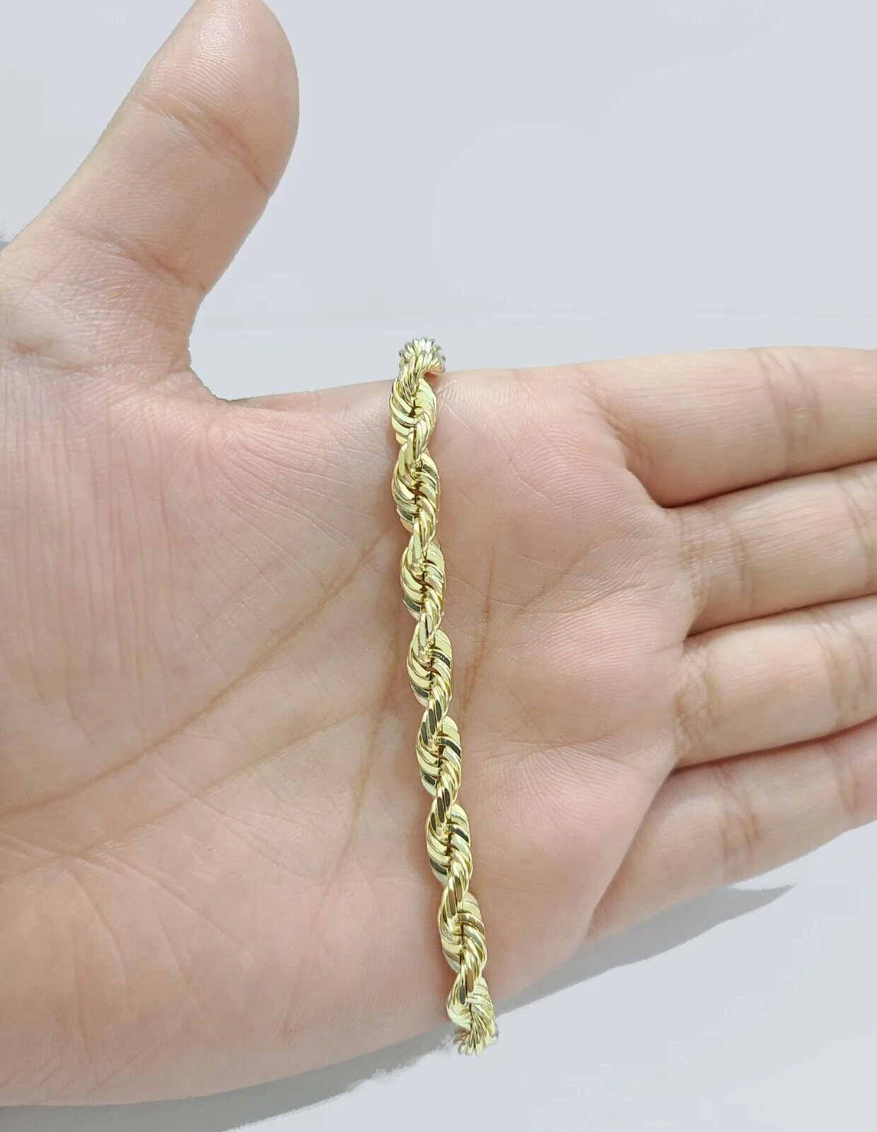 Real 10k Yellow Solid Gold 6mm Rope Bracelet 8'' inch 10kt Unisex - Image 6