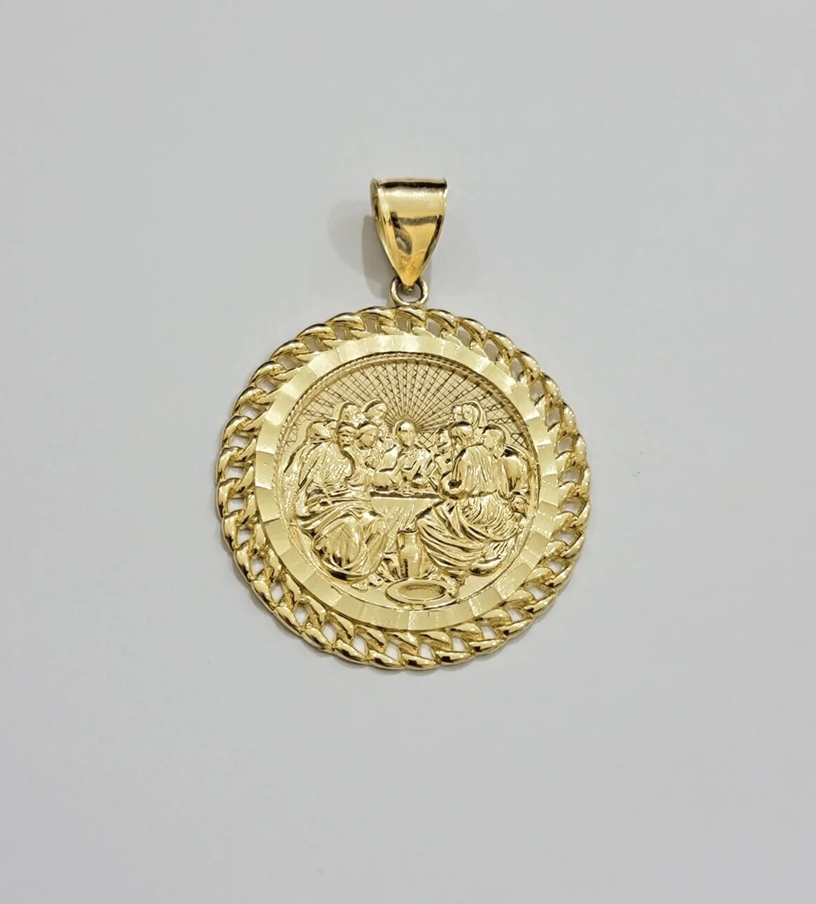 Real 10kt Last Supper Charm Pendant 10k Yellow Gold Chain Necklace 2 Inches SALE - Image 2