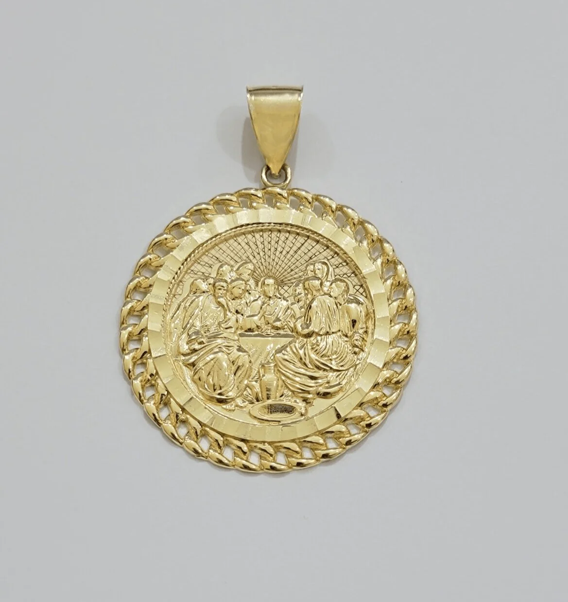 Real 10kt Last Supper Charm Pendant 10k Yellow Gold Chain Necklace 2 Inches SALE - Image 3