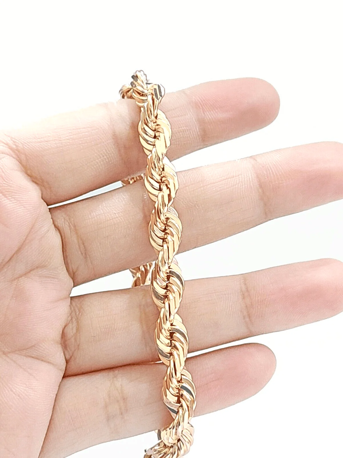 Real 10kt Solid Rose Gold Rope Bracelet Unisex 8.5'' Inches 7mm - Image 3