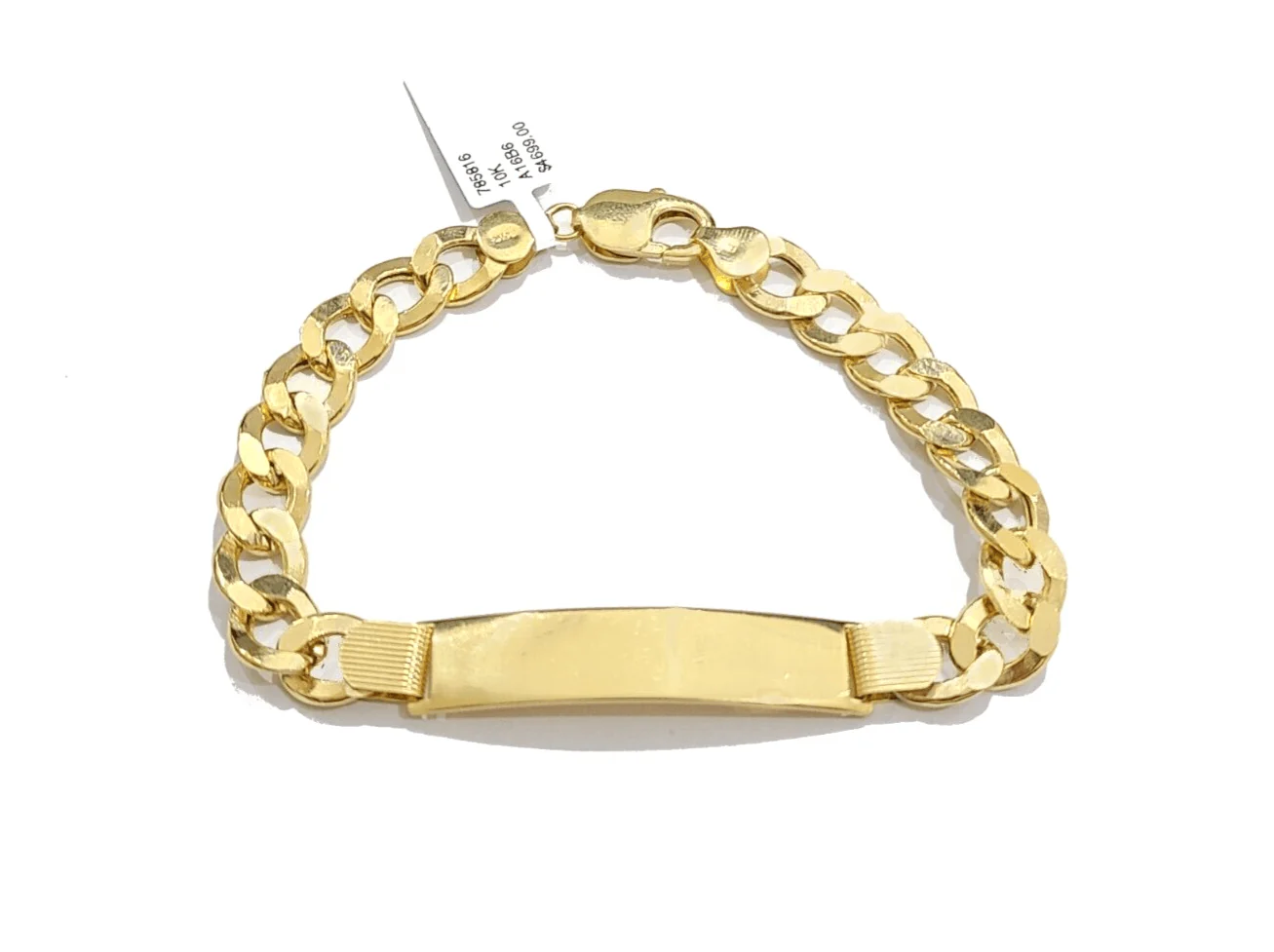 Real 10kt Yellow Gold Cuban Curb Link ID Bracelet Unisex 8.5'' 10mm Unisex - Image 3