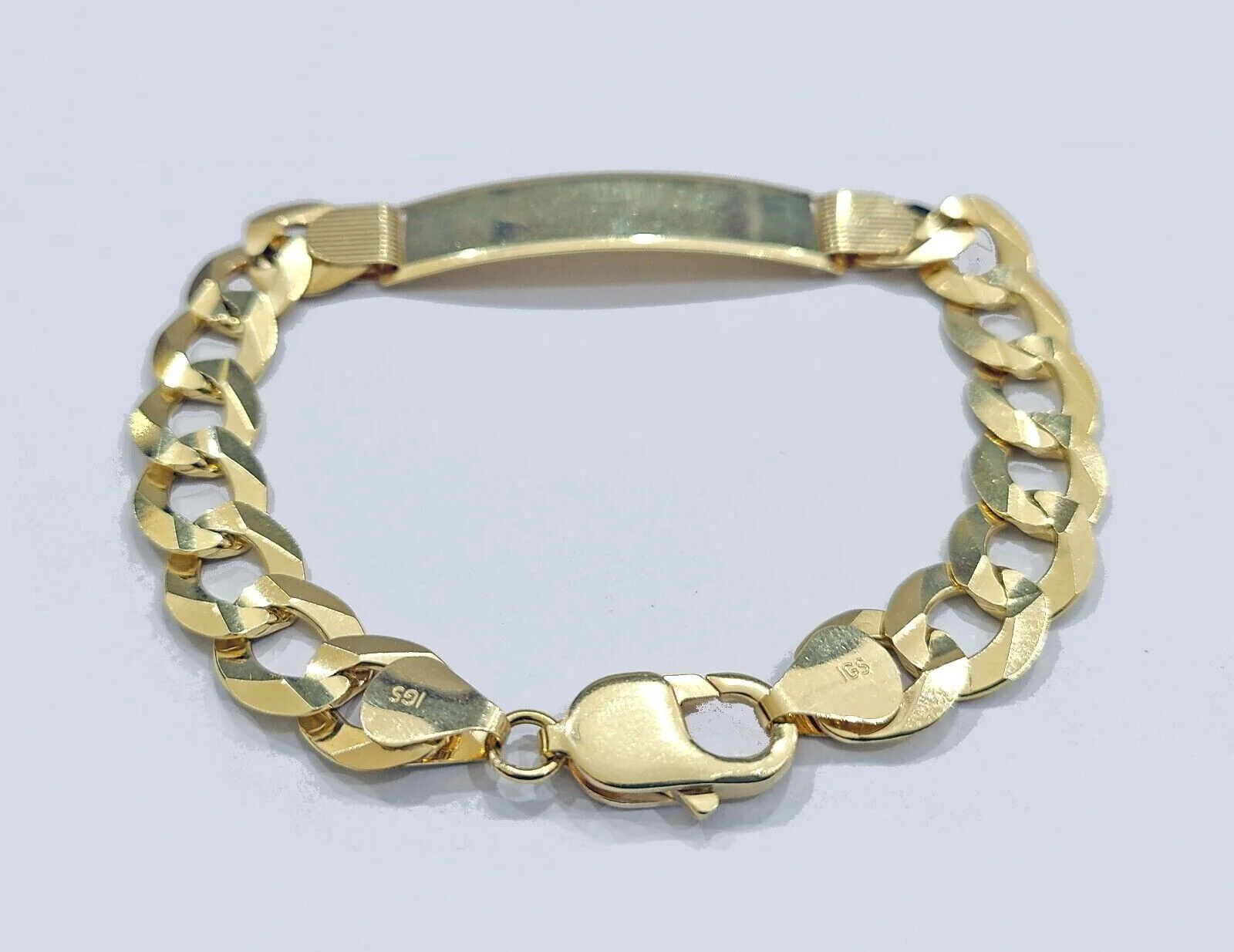 Real 10kt Yellow Gold Cuban Link ID Bracelet Unisex 8.5'' 11mm - Image 3
