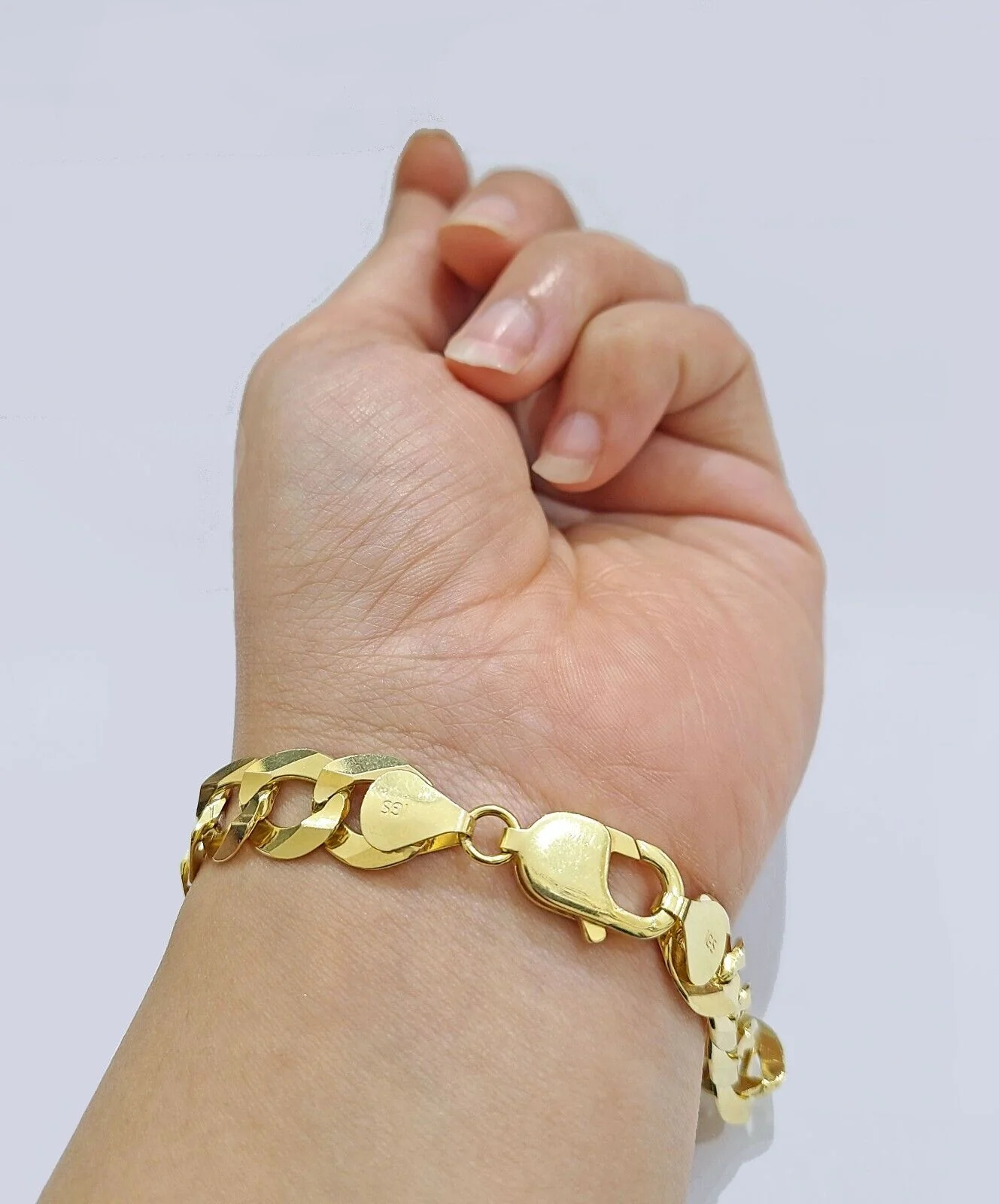 Real 10kt Yellow Gold Cuban Link ID Bracelet Unisex 8.5'' 11mm - Image 4