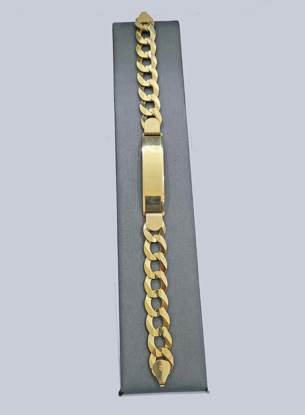 Real 10kt Yellow Gold Cuban Link ID Bracelet Unisex 8.5'' 11mm - Image 5