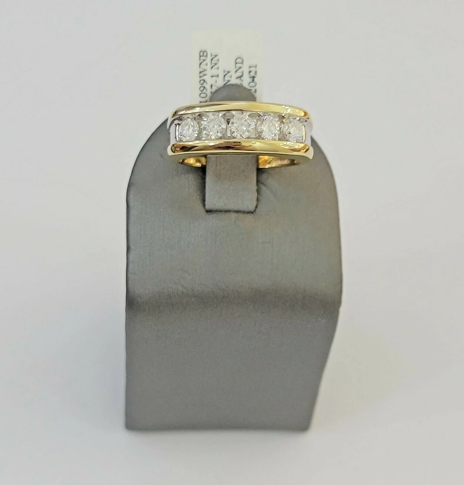 Real 14k 1CT Diamond Ring Men's Band channel-set round diamond Two-Tone Gold - Image 4