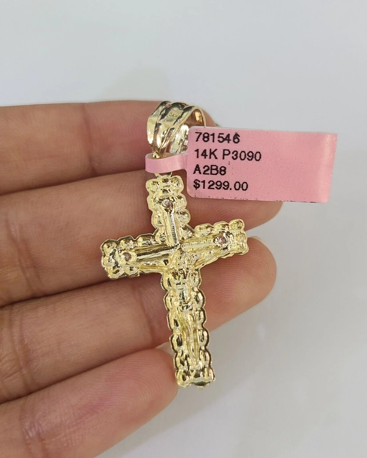 Real 14k Chain Cross Charm Set Miami Cuban Link 4mm Necklace Pendant Yellow Gold - Image 7