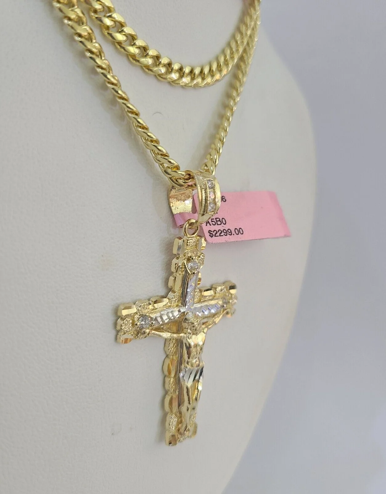 Real 14k Chain Cross Charm Set Miami Cuban Link 5mm 18"-30" Necklace Pendant - Image 5