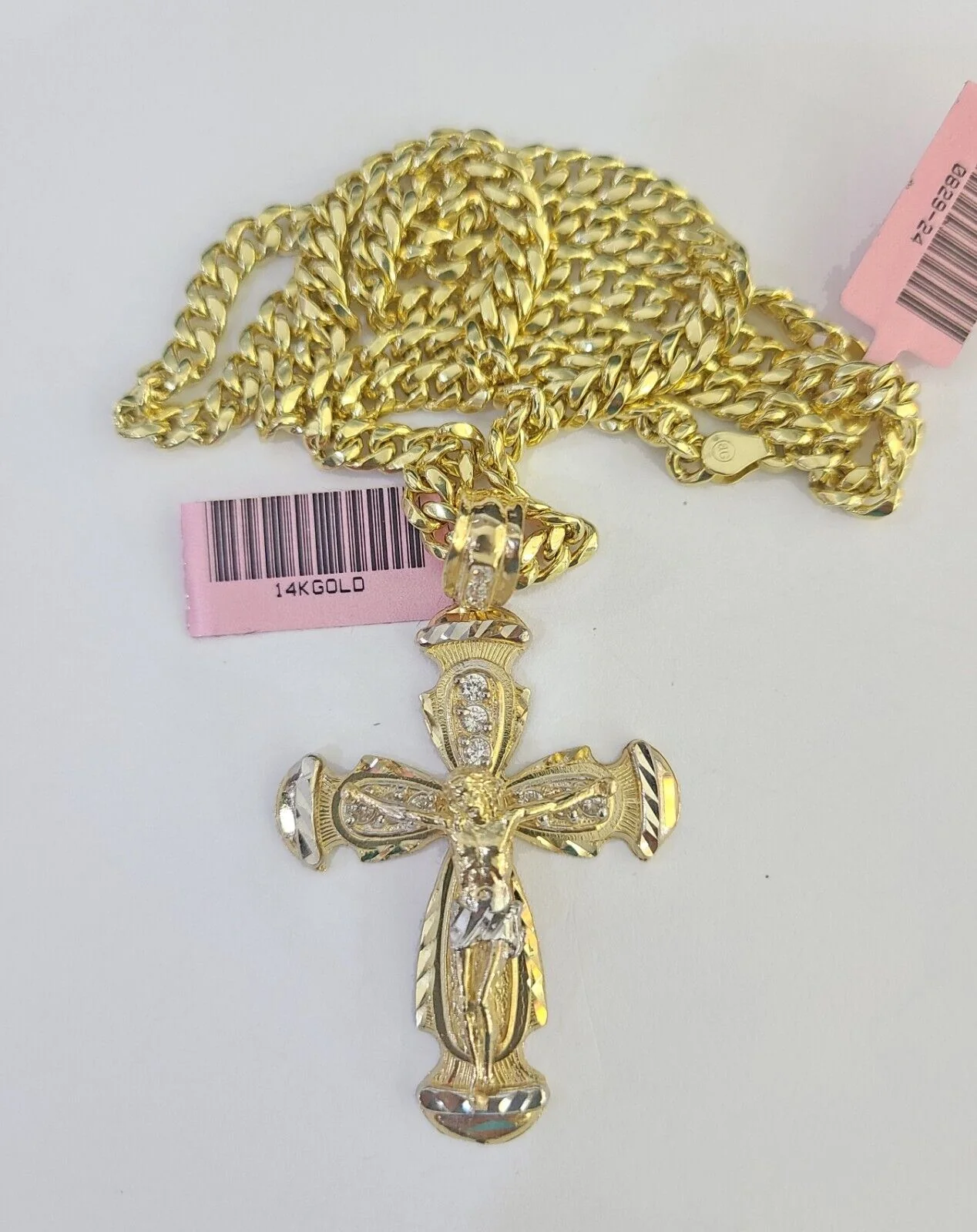 Real 14k Chain Cross Charm Set Miami Cuban Link 5mm 18"-30" Necklace Pendant - Image 5