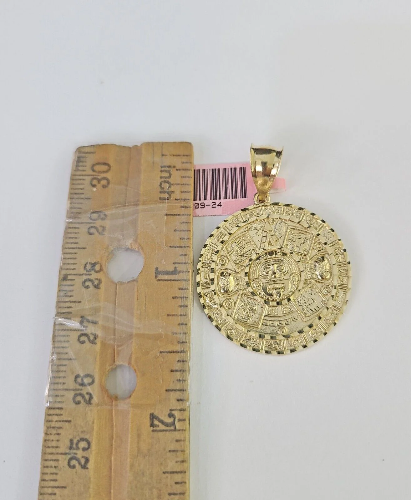 Real 14k Chain Mayan Calendar Charm Set Miami Cuban Link 4mm Necklace Pendant - Image 4