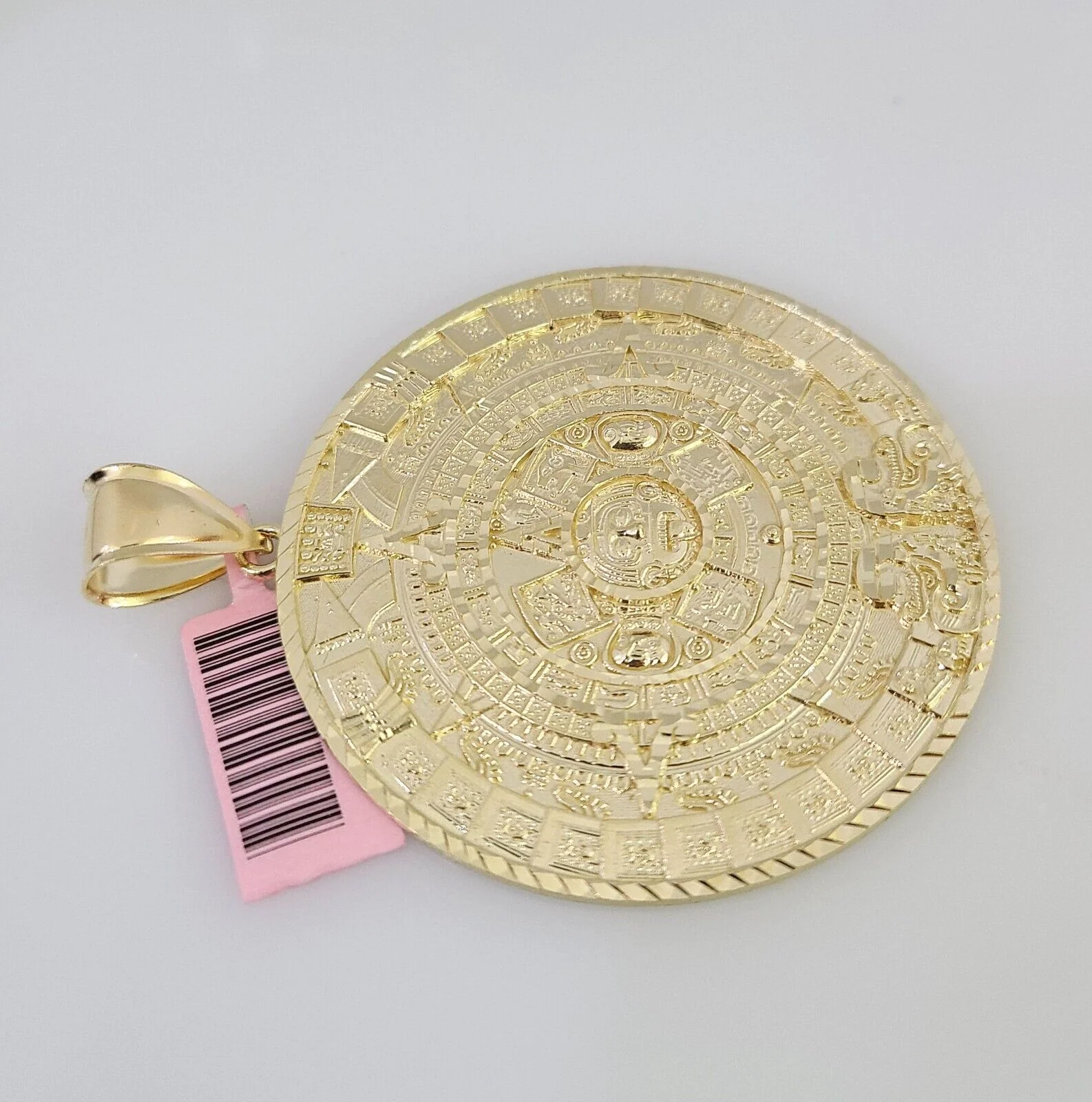 Real 14k Circular Mayan Calendar Pendant Charm 14kt Yellow Gold - Image 3