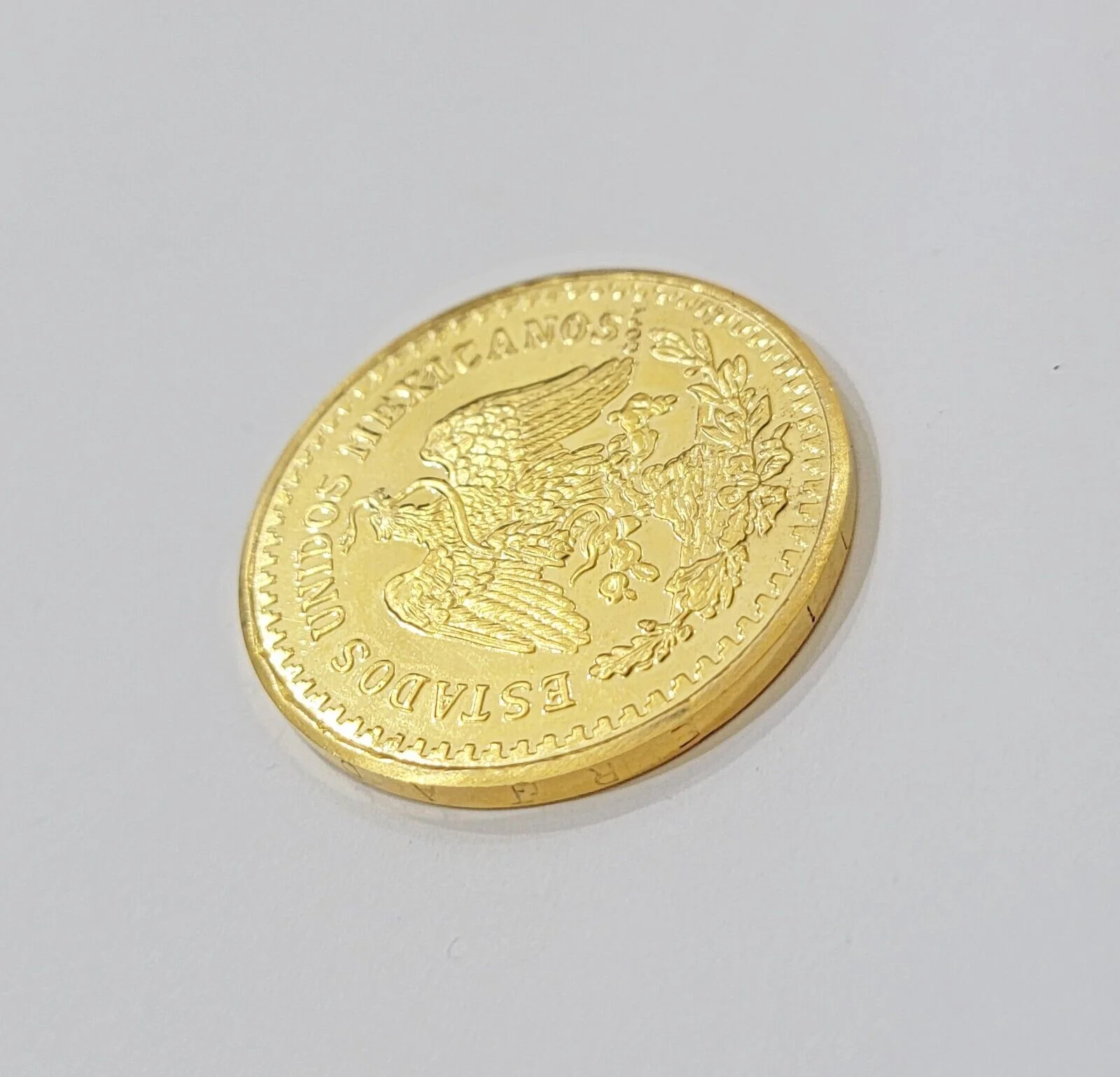 REAL 14K Coin 1947 Mexican Centenaro 50 Gold Pesos Copy Solid 14kt Yellow Gold - Image 5