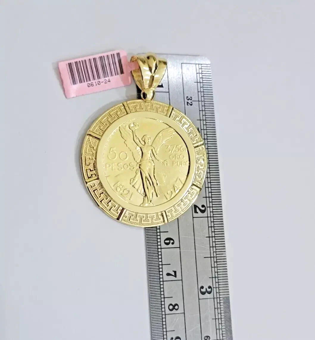 Real 14k Gold 1947 Mexican Centenario 50 Gold Pesos Copy Coin With Bezel Pendant - Image 5
