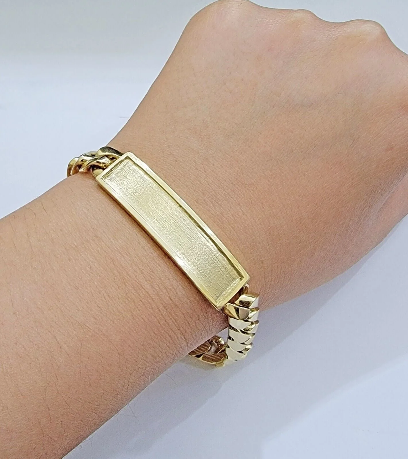 Real 14k Gold Bracelet Miami Cuban Link ID Name Plate 10mm 8.5 Inch Solid 14KT - Image 5