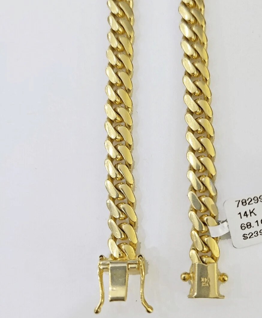 Real 14k Gold Chain 6mm Miami Cuban Link 20" 22" 24" 26" 28 Inch Necklace SOLID - Image 2