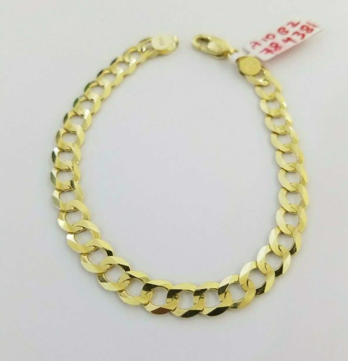 REAL 14k Gold Cuban link Bracelet 7" 7.5mm SOLID 14kt Yellow Gold Strong, LADIES - Image 2
