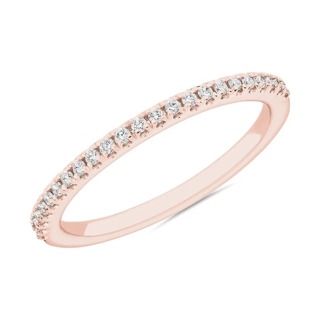 Real 14k Gold Ladies Diamond Ring 0.50CT Size 7 Rose Petite Micropav�� Band 14kt