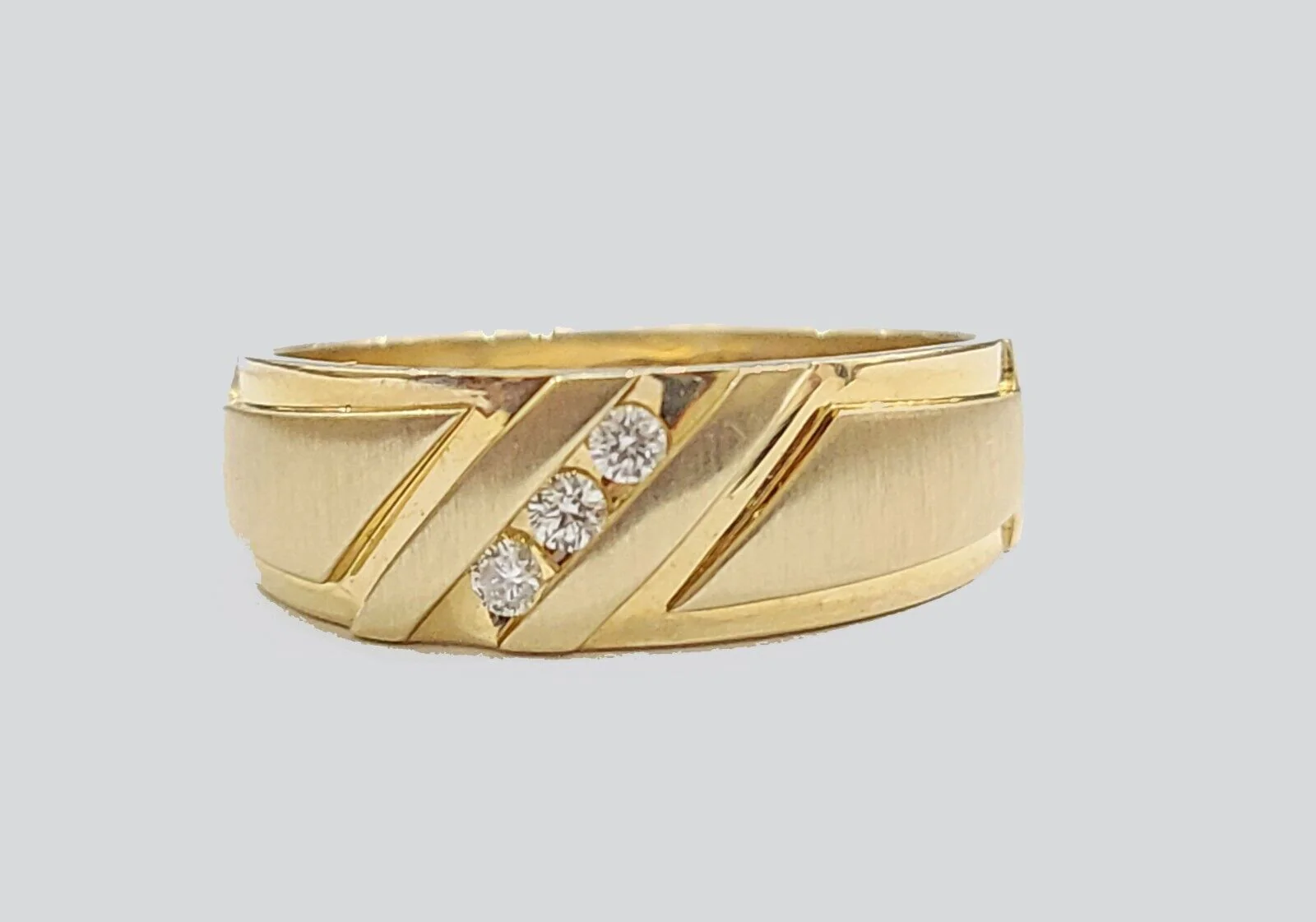 Real 14k Gold Men's Ring 14kt Yellow gold, Wedding Band Diamond - Image 2