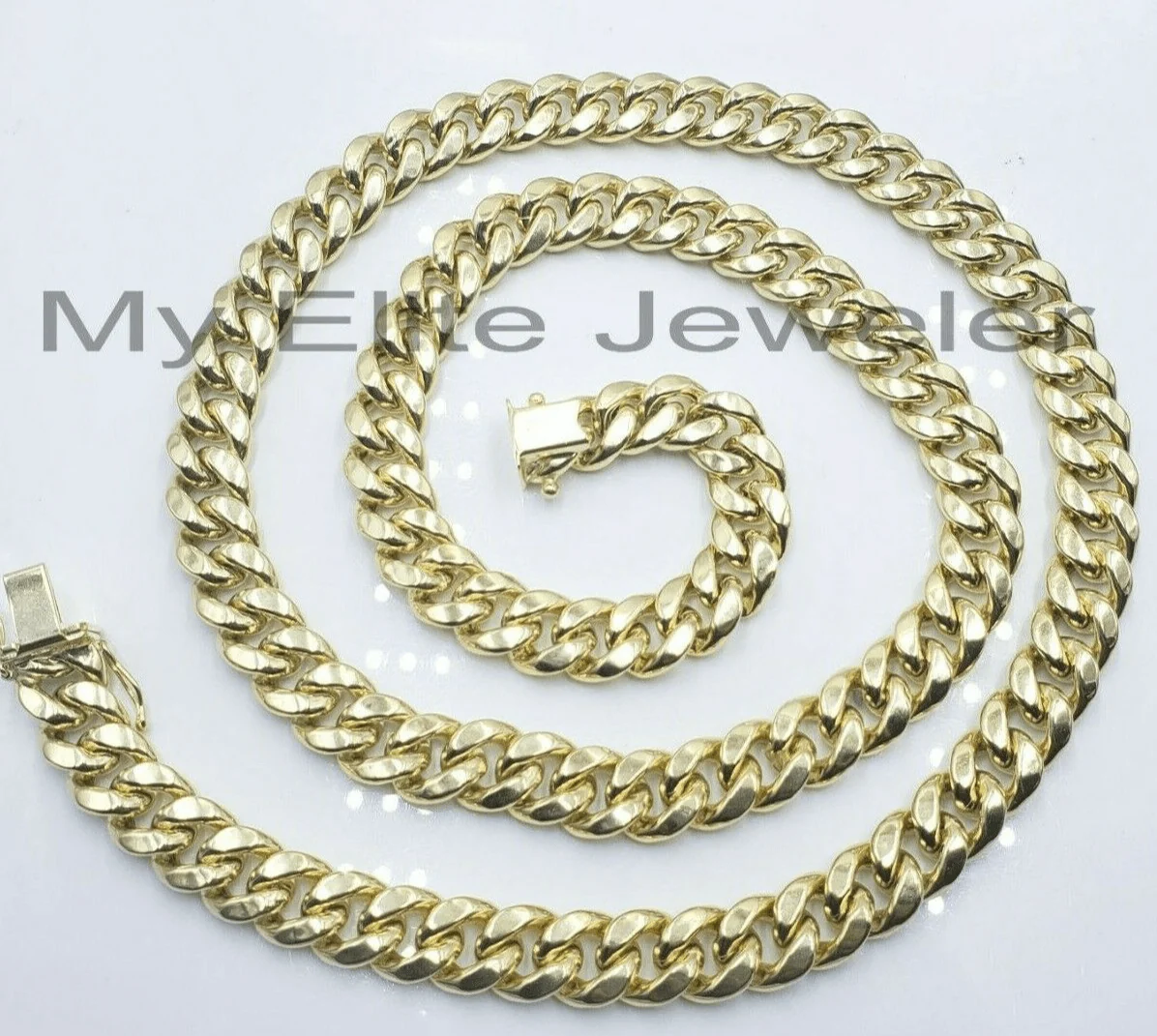 REAL 14k Gold Miami Cuban Link 26" Mens Necklace 9mm Box Clasp 14 KT Yellow Gold - Image 4