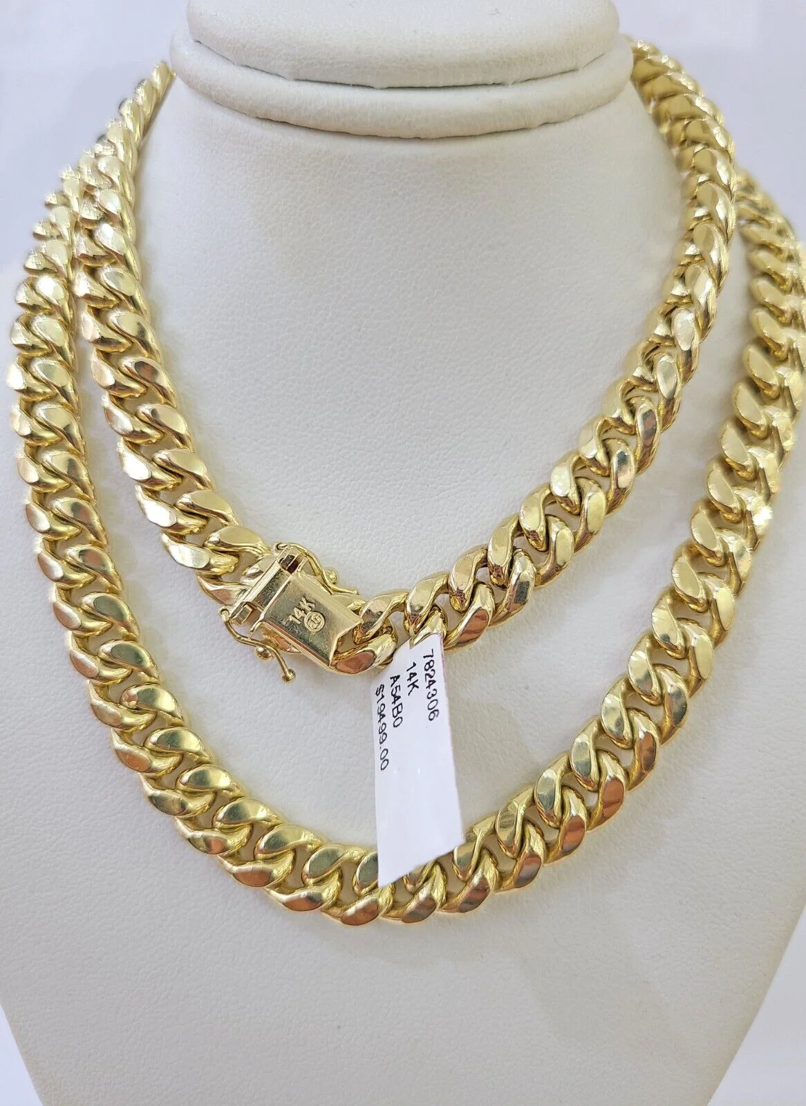 Real 14k Gold Miami Cuban Link Chain Necklace 9mm 24 inch Box lock 14kt Men's