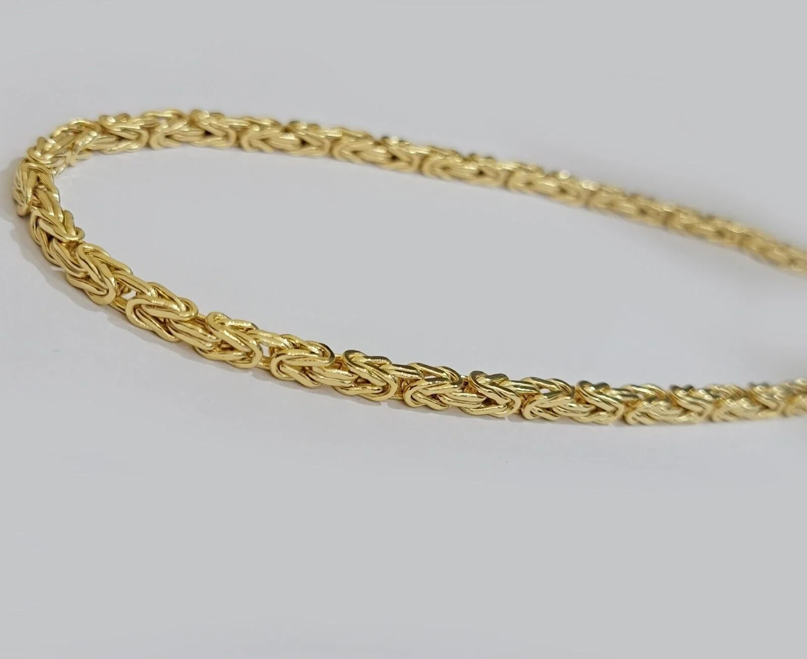 Real 14k Gold Necklace Byzantine Chain 20 Inch Lobster 4mm Mens 14kt Yellow Gold - Image 2