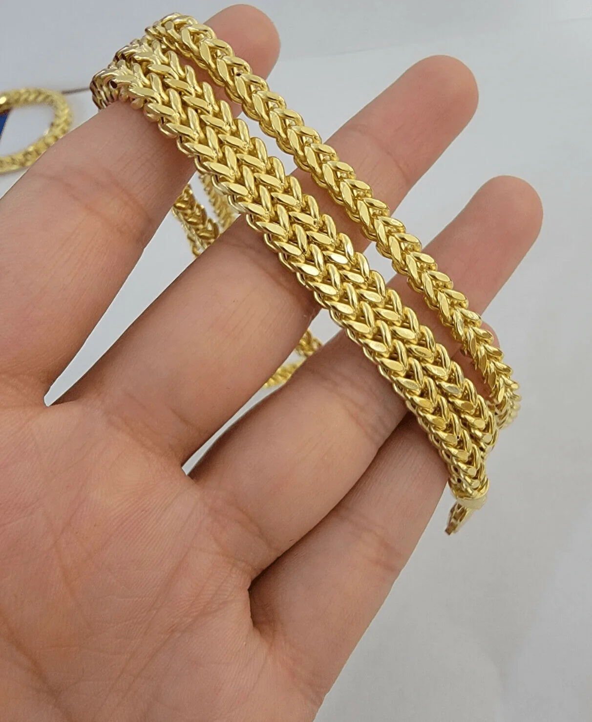 Real 14k Gold Necklace Franco Chain 4mm 22 Inch Diamond Cut Mens 14k Yellow Gold - Image 6