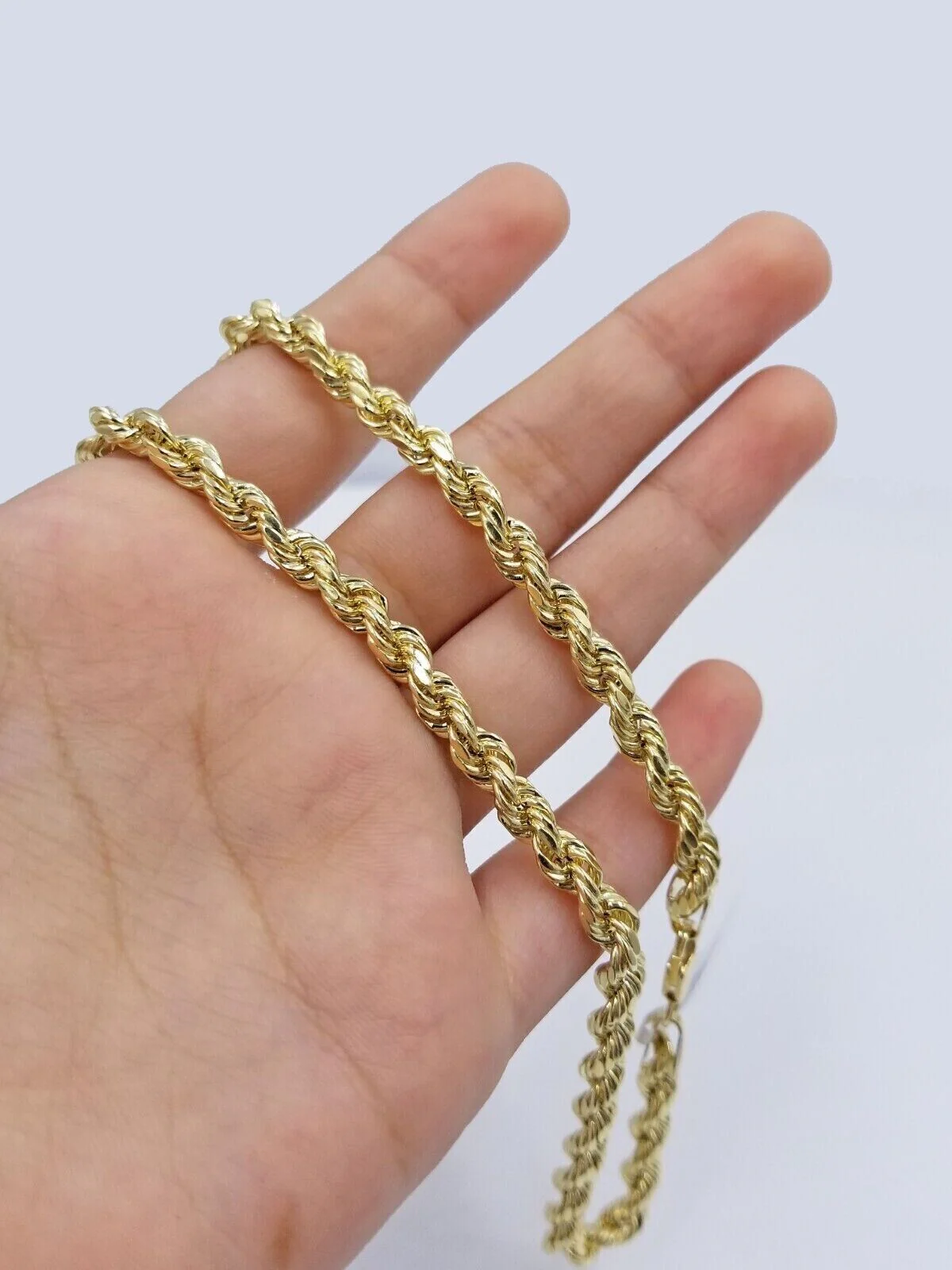 Real 14k Gold Rope Chain 14K Nugget Texas map Charm pendant & Necklace Set Men's - Image 6