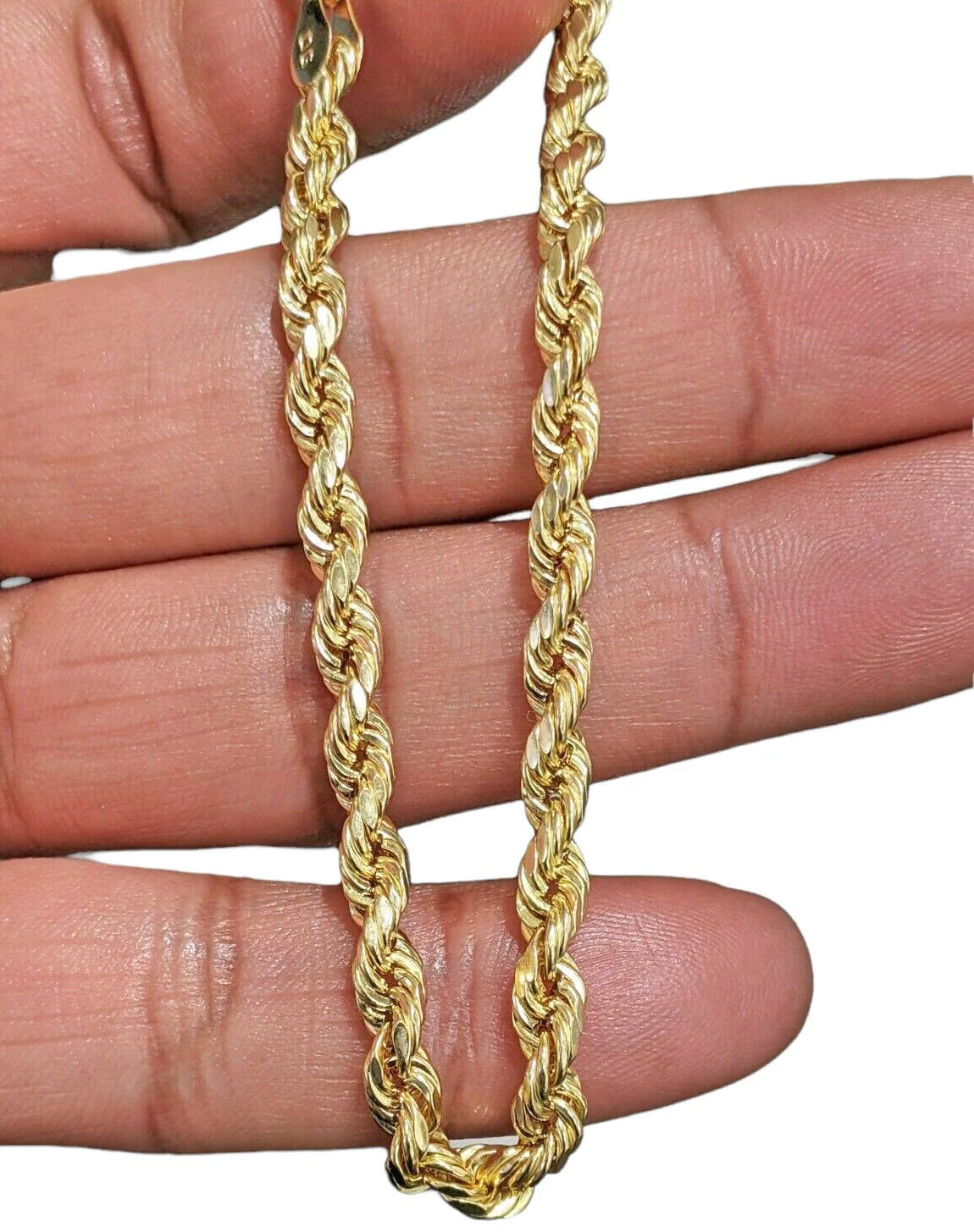 Real 14k Gold Rope chain 20 Inch 4mm Diamond Cuts 14kt Yellow Gold Men Women - Image 3