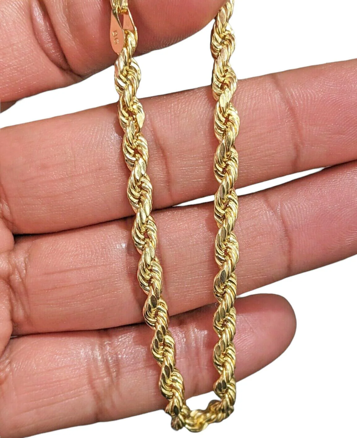 Real 14k Gold Rope chain 26 Inch 4mm Diamond Cuts 14kt Yellow Gold Men Women - Image 9