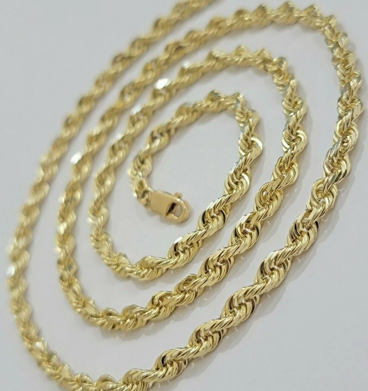 Real 14k Gold Rope Chain Necklace 4mm 18 - 26 Inch Diamond cuts 10kt  Men Women - Image 7