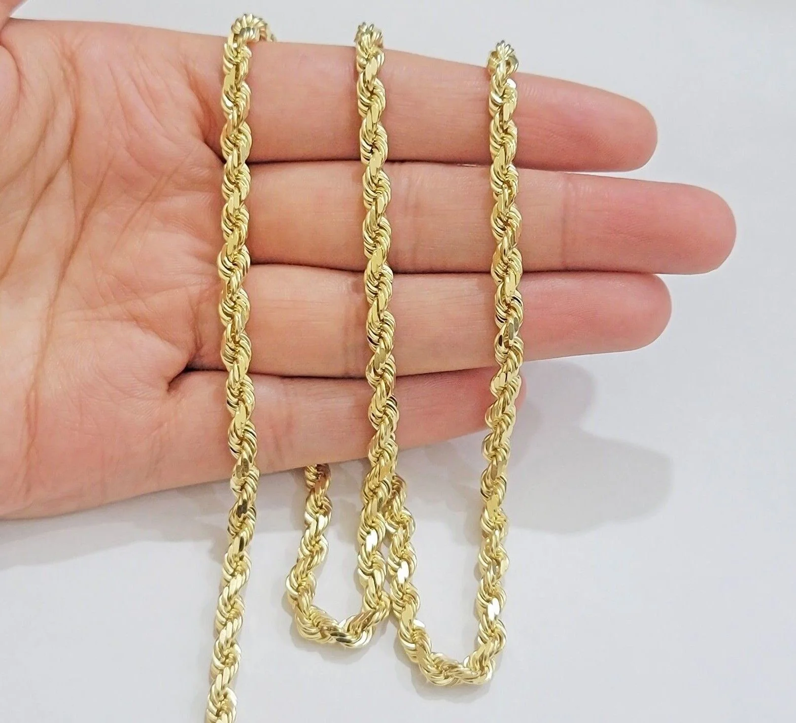 Real 14k Gold Rope Chain Necklace 6mm 18 - 28 Inch 14kt Yellow Gold Diamond Cut - Image 8