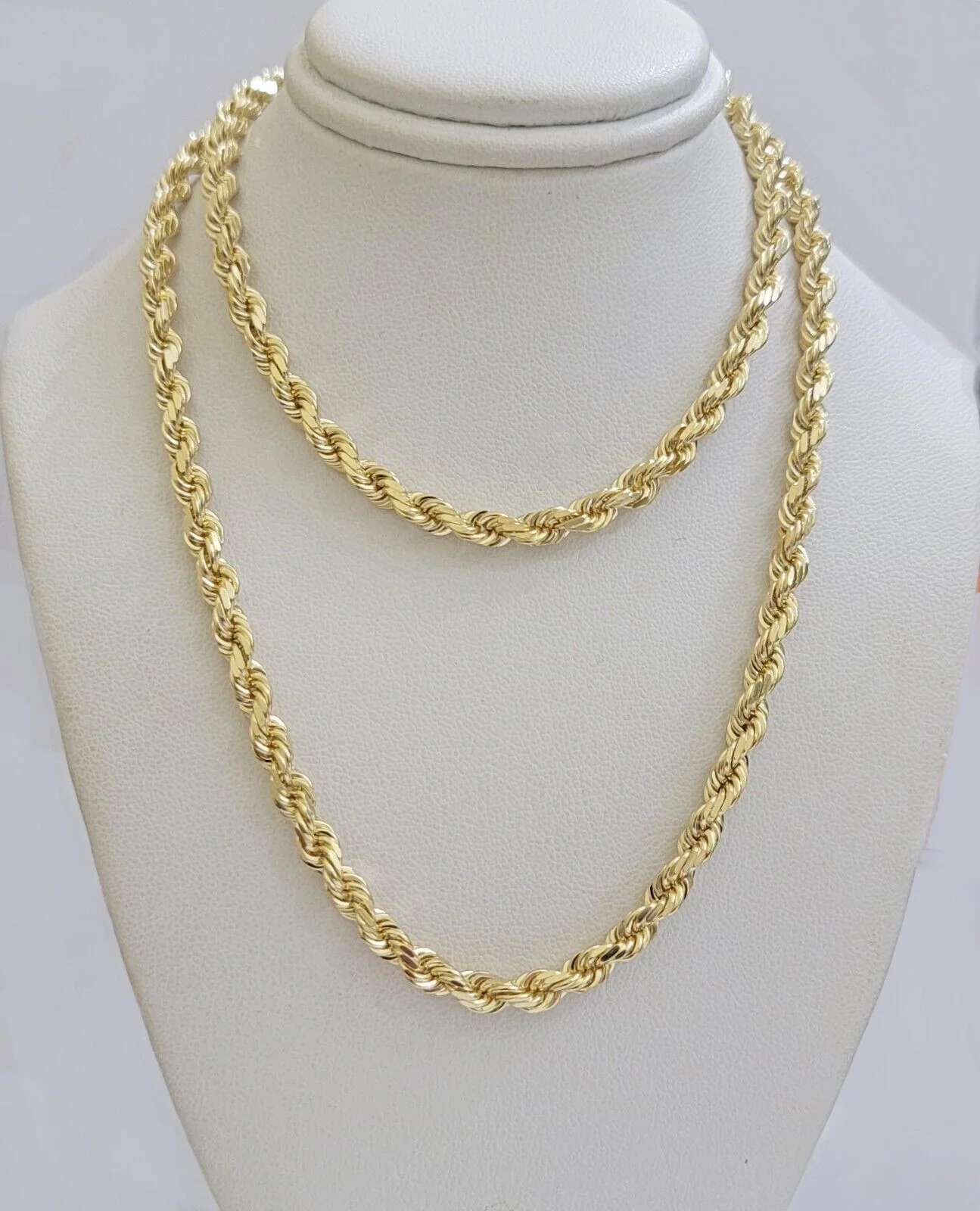 REAL 14k Gold Rope Necklace Cross Charm Pendant SET SOLID 4mm 26 Inch Chain Mens - Image 9