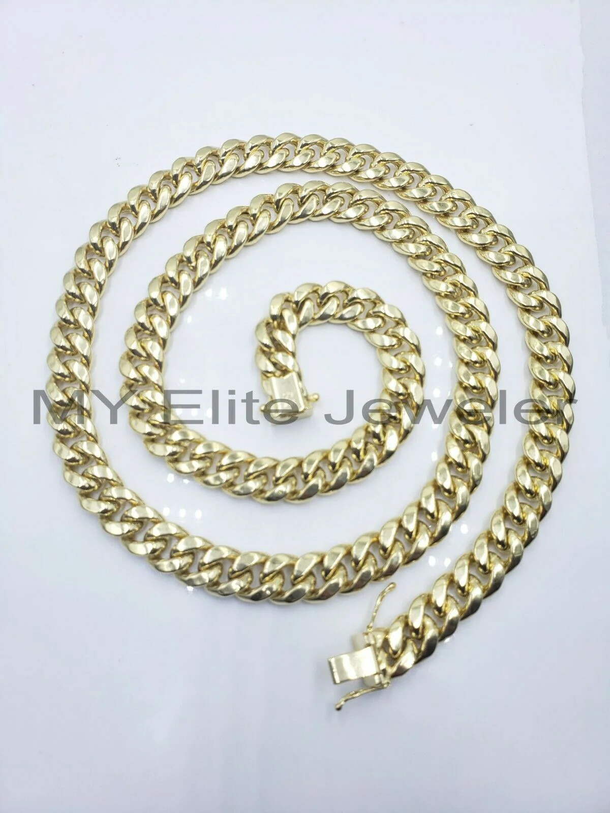 Real 14k Mens Chain Miami Cuban Link Necklace 24" 9mm 14KT Yellow Gold Box lock - Image 4