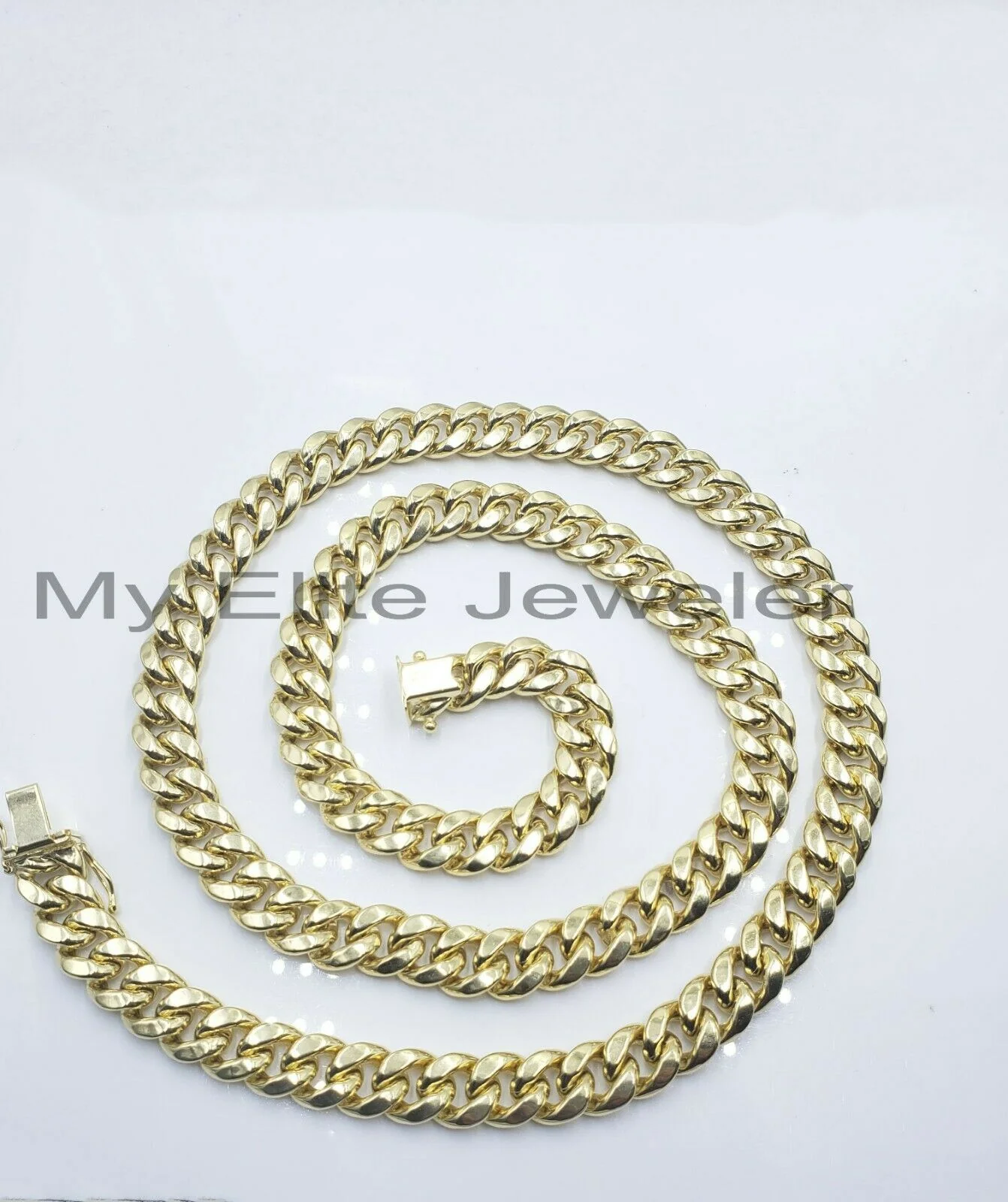 Real 14k Mens Chain Miami Cuban Link Necklace 24" 9mm 14KT Yellow Gold Box lock - Image 6