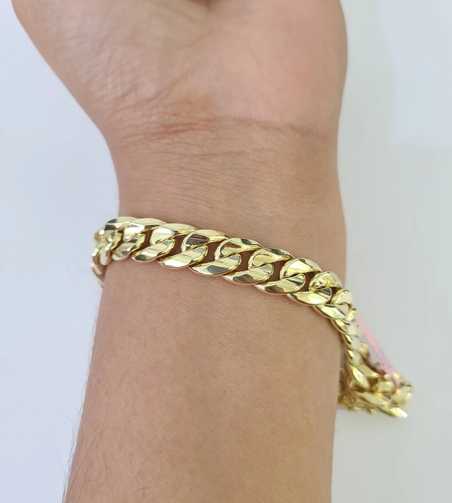 Real 14K Miami Cuban Bracelet Yellow Gold Box Clasp 7.5" Inch 10mm Link Hollow - Image 3