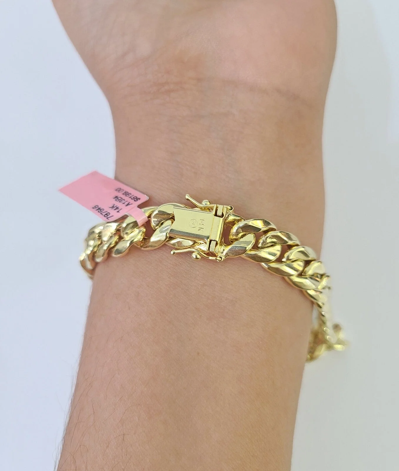 Real 14K Miami Cuban Bracelet Yellow Gold Box Clasp 7.5" Inch 10mm Link Hollow - Image 4