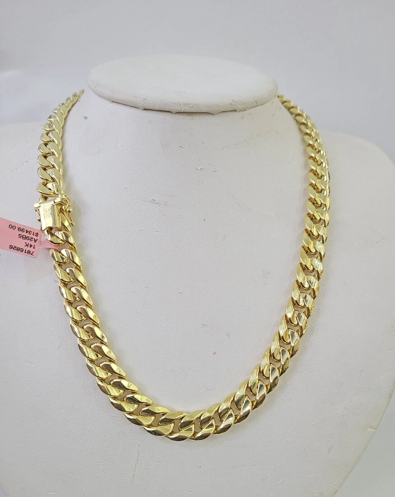 Real 14K Miami Cuban Link Chain Necklace Yellow Gold 22 inch 9mm Mens Hollow