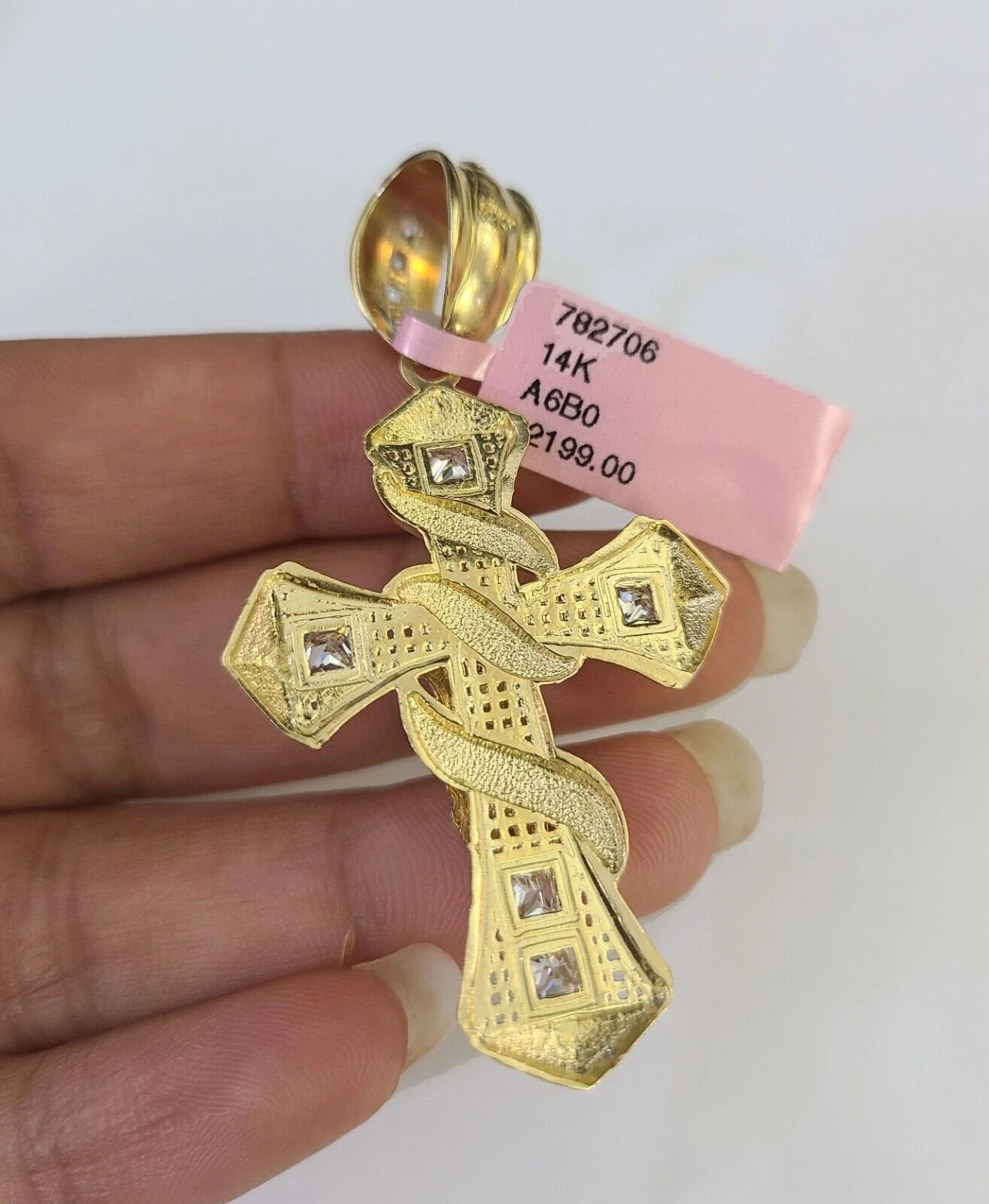 Real 14k Rope Chain Jesus Cross Charm Yellow Gold Set 5mm 20"-30" Necklace - Image 7