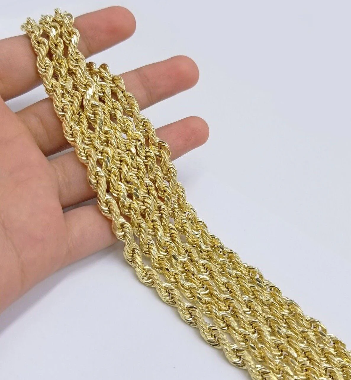 Real 14k Rope Chain Necklace 5mm 14kt Yellow Gold 18" 20" 22" 24" 26" inch Mens - Image 6