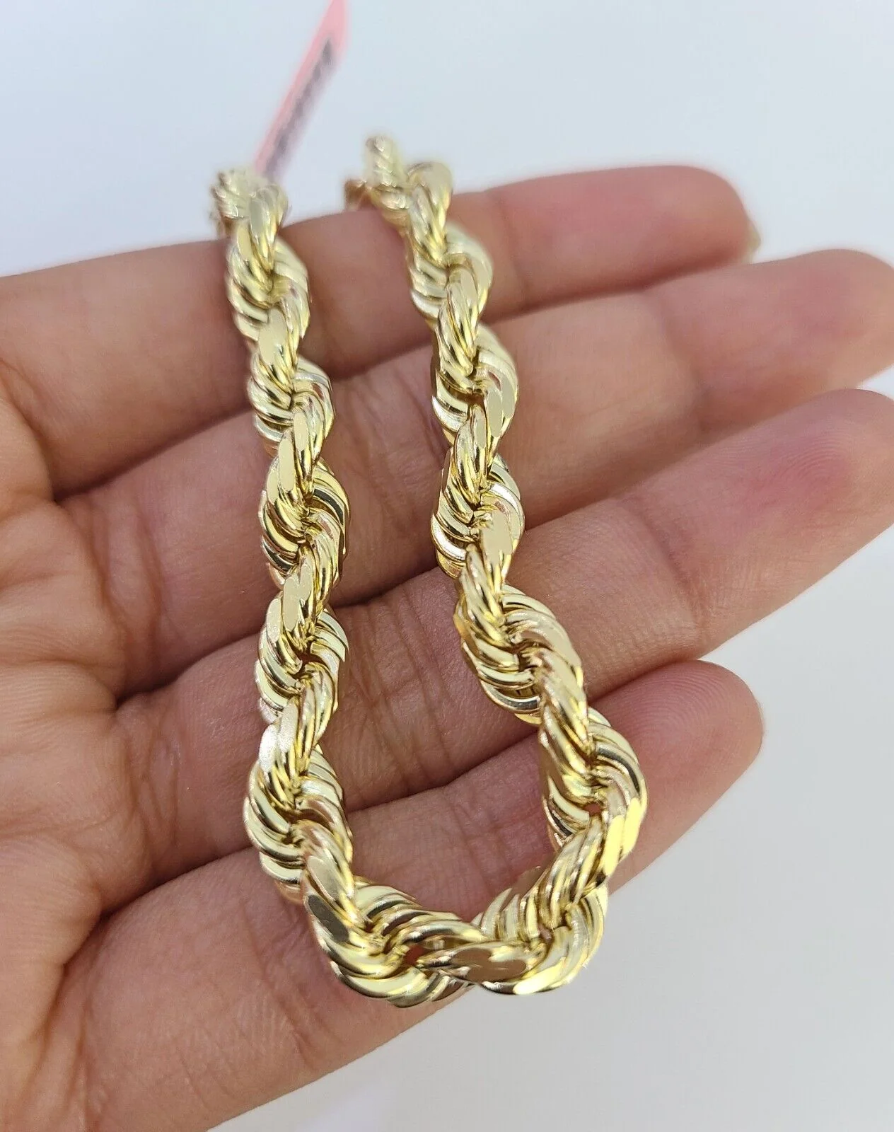 Real 14k Solid Rope Bracelet 7mm 7 Inch Men Women Diamond Cut Yellow Gold - Image 3