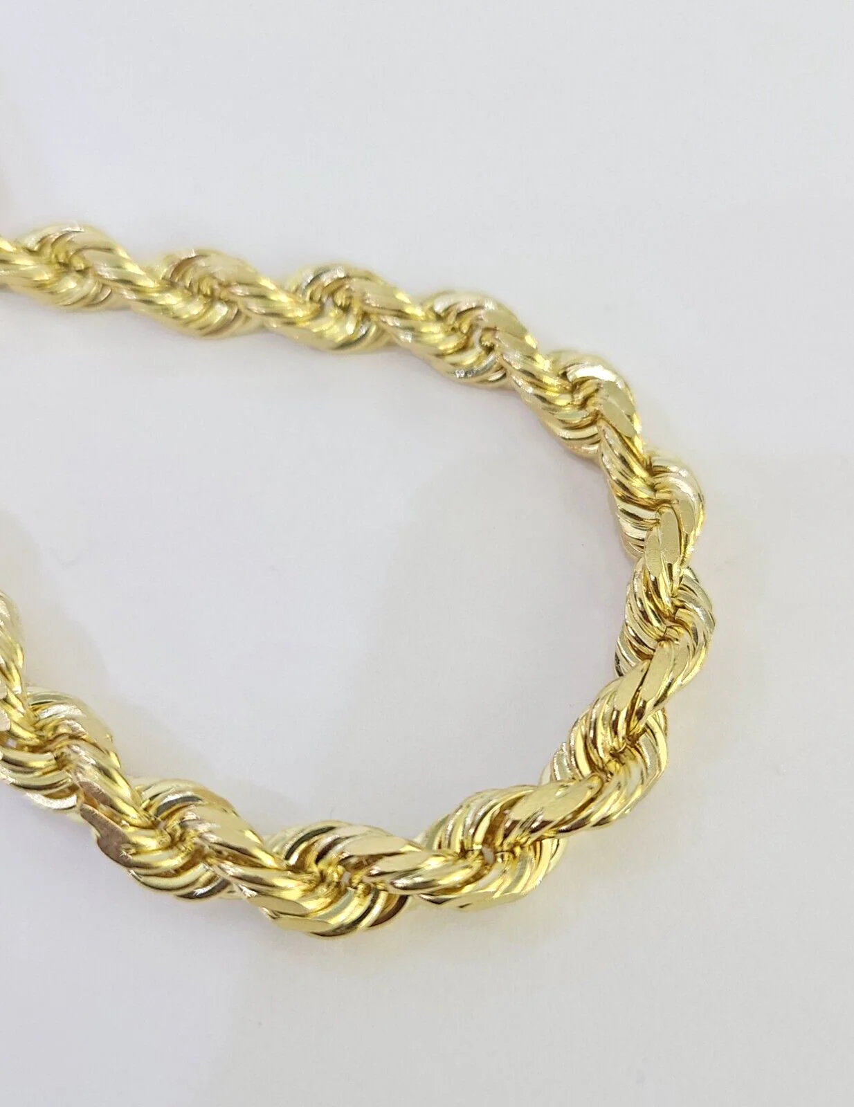 Real 14k Solid Rope Bracelet 7mm 7 Inch Men Women Diamond Cut Yellow Gold - Image 4